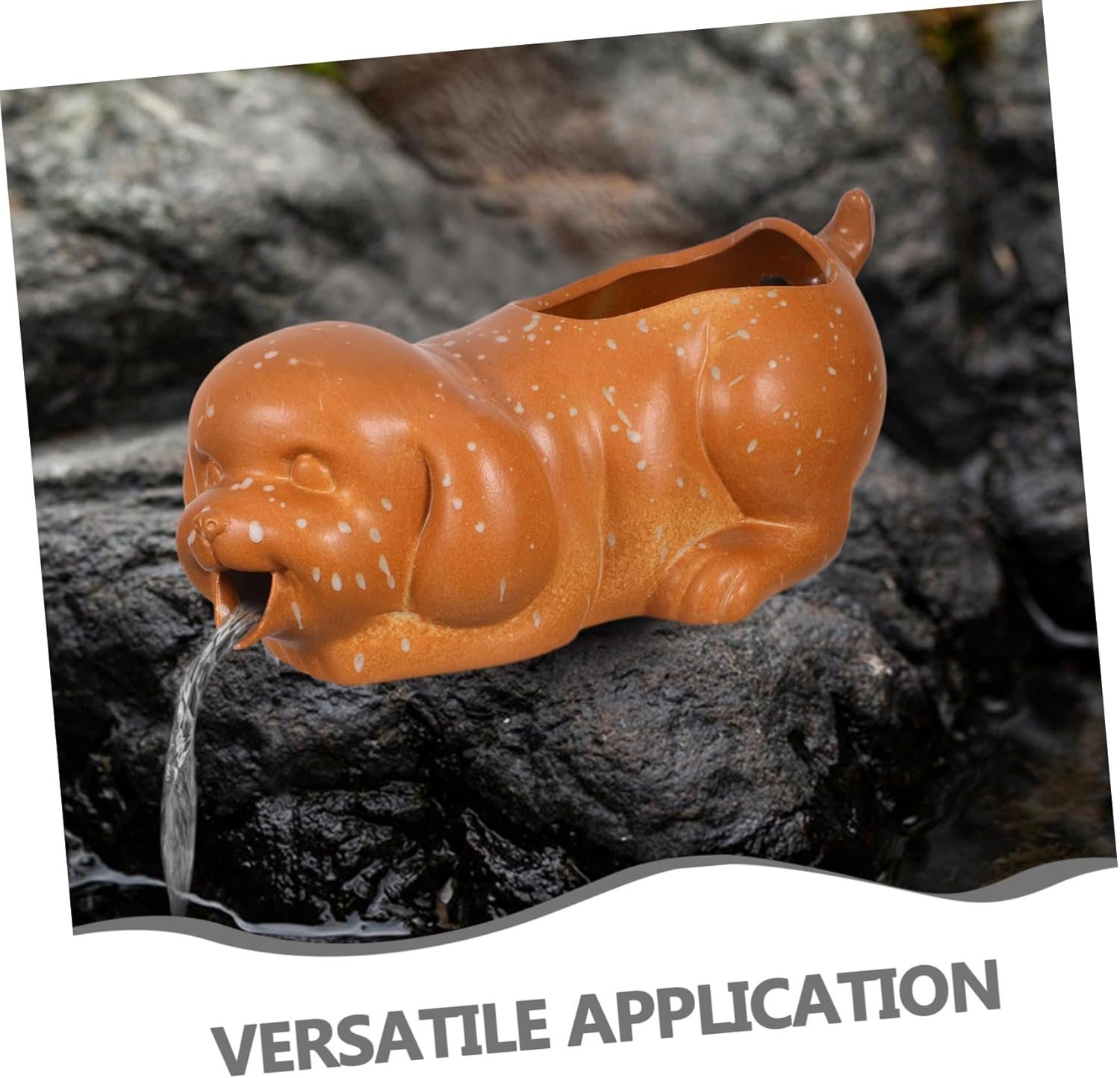 Ceramic Dog Fountain Spitter for Indoor Outdoor Use Circulating Waterfall Jar with Ecological Filtration Fish Tank Decor and Greenery Planter Ceramic Aquarium Accessory image number 1