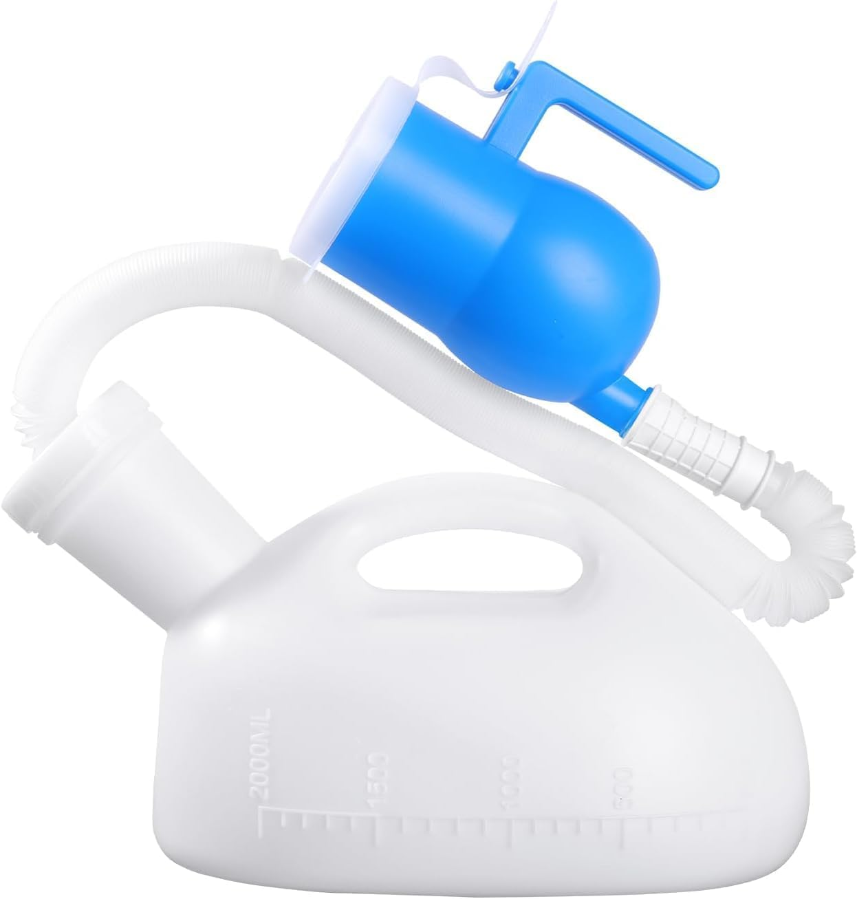 Portable Urinals for Men Spill Proof 2000Ml/0.53 GAL with 60" Long Hose and Lid, Men Urinal Bottle Reusable Male Pee Bottle for Elderly, Hospital, Travel, Camping, White image number 4