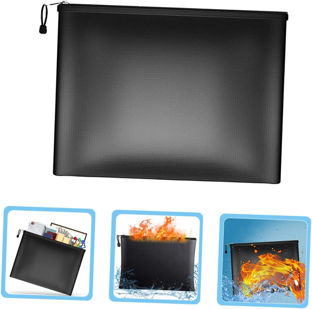 WRITWAA Fireproof Document Organizer Bag and -Resistant Document Pouch for Office and Home Use Medium Money Holder Safe Storage for Contracts Valuables and Important