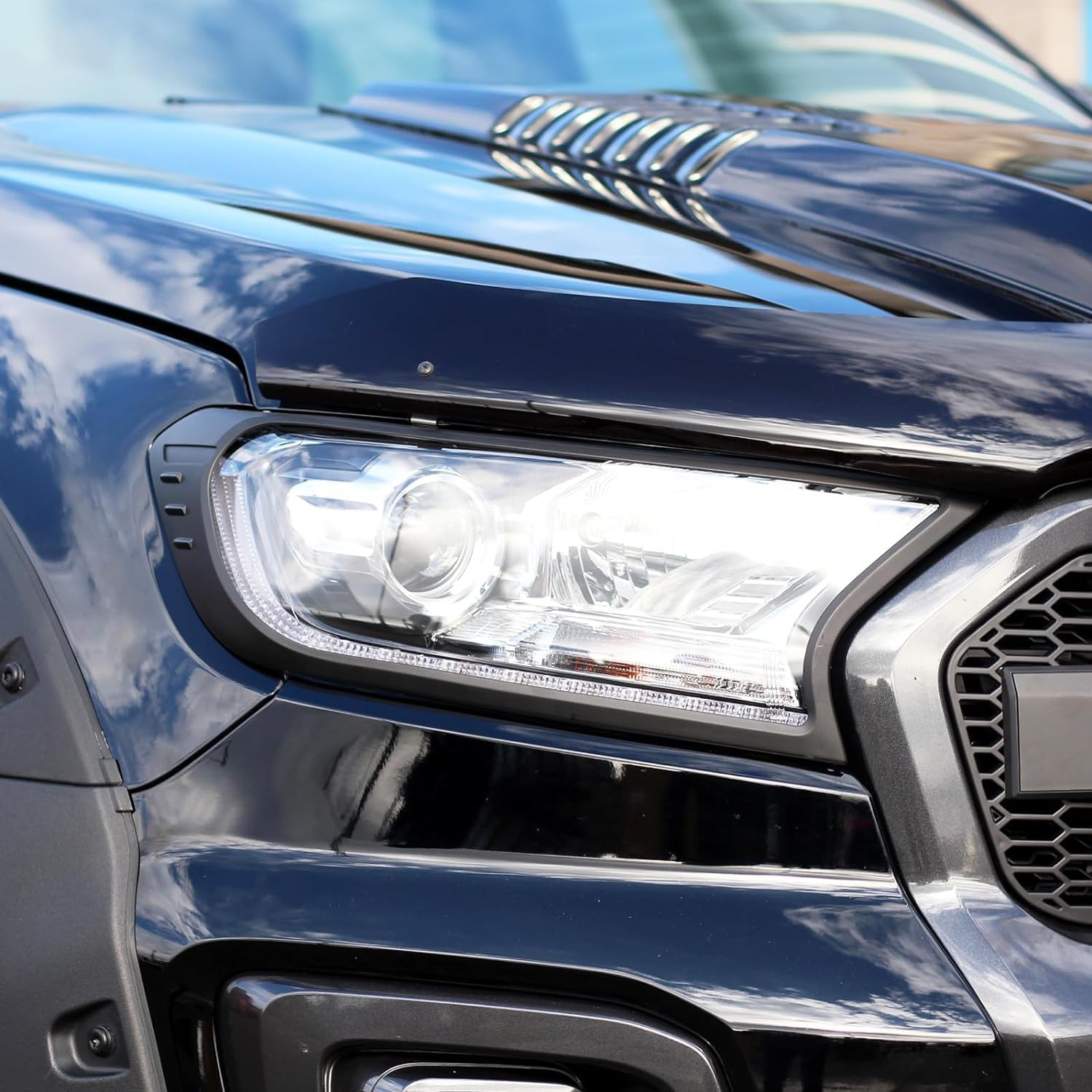 SUERAUTO4X4 for Ford Ranger Accessories PX2 PX3 2015-2022 Headlight Cover Trim, Front Head Light Lamp Surround Frame Trims Guard Protector Car Exterior, Matte Black Pair image number 1