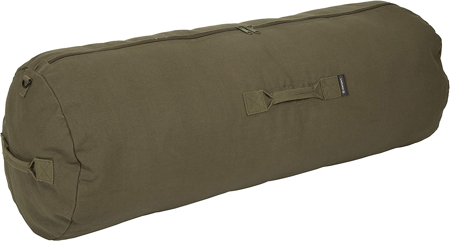Deluxe Duffel Bag W/Zipper, Olive Green - 42"X15"X15" image number 7