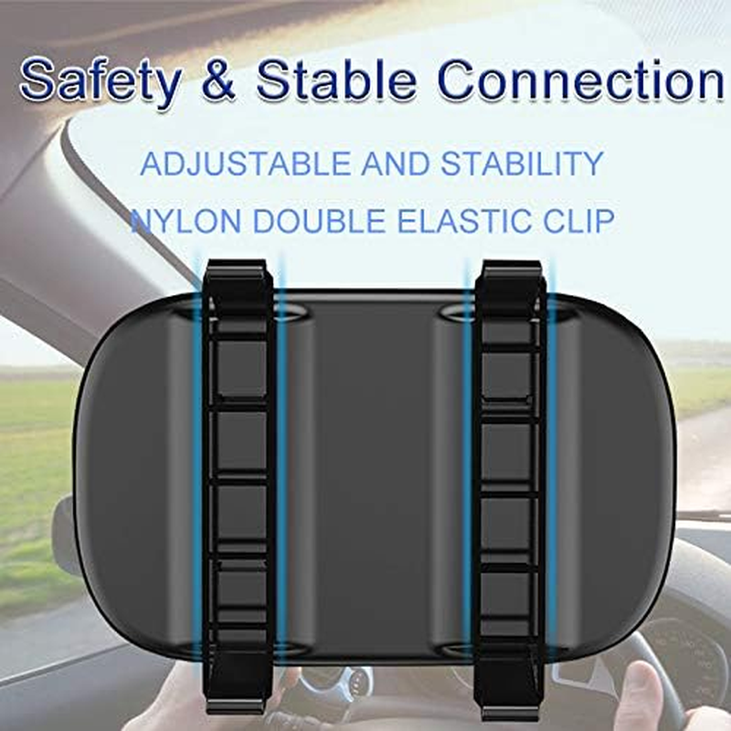 Car Visor Mirror - 6.7 Inch Auto Makeup Cosmetic Vanity Sun-Shading Mirror with Adjustable Double Elastic Clip Clamp Universal for Mount on Car Truck SUV Van Sun Visor image number 1