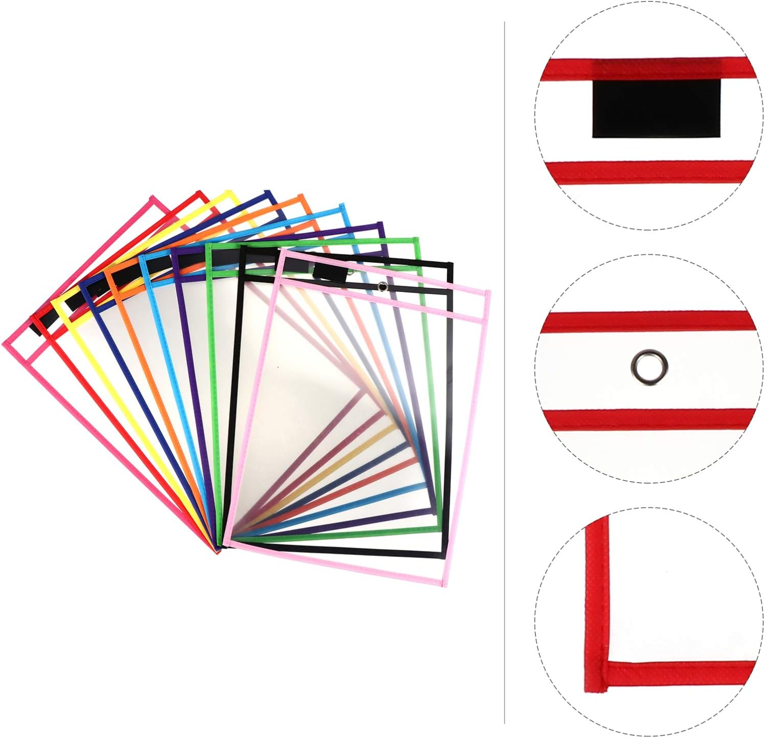 FUNOMOCYA Pp File Pouches Set 30Pcs Dry Erase Bags with Green Design for Writing Practice image number 6