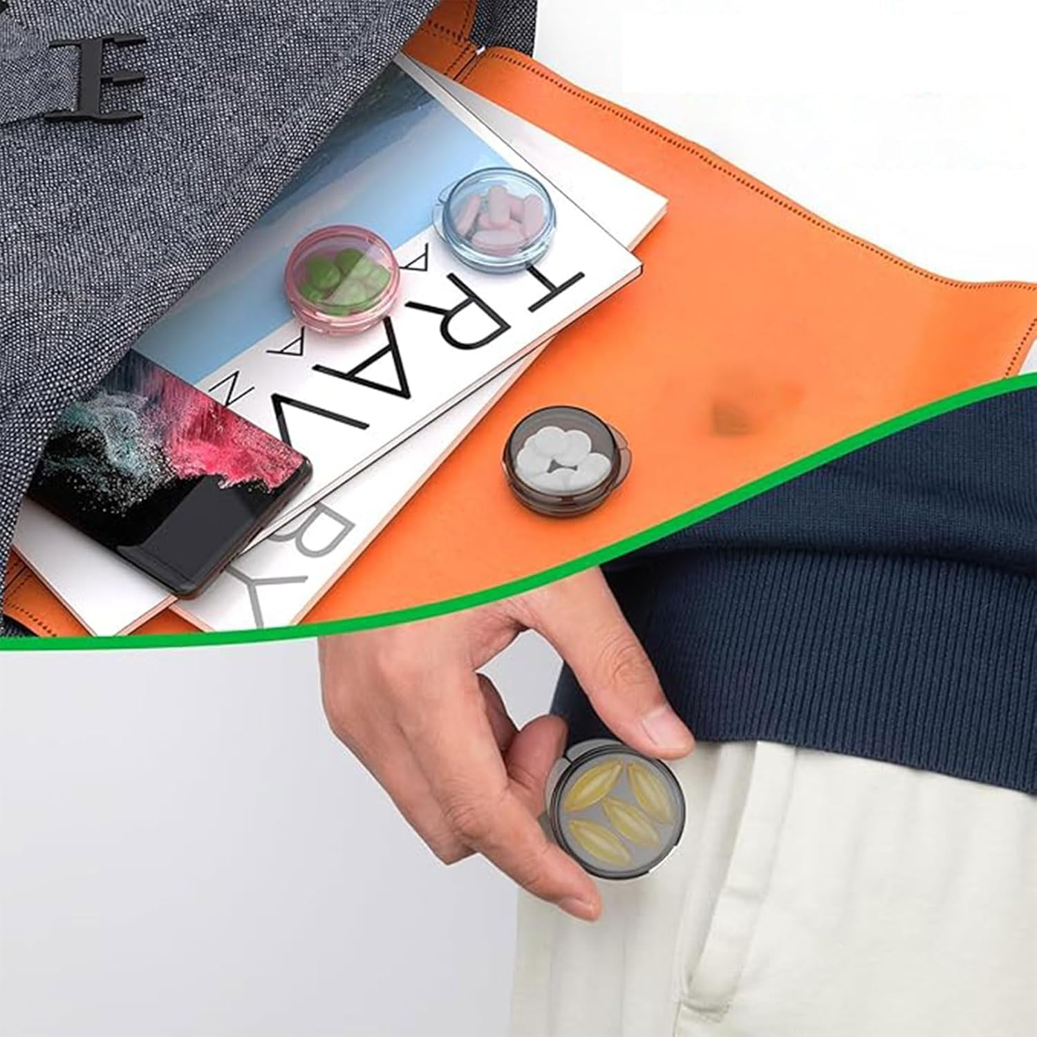 Small Pill Box 3 Pack - Daily Mini Pill Organizer Portable for Purse and Pocket, Travel Pill Case Medicine Storage Container with Compact Small Pill Box and Secure Pill Holder Design, Black image number 3