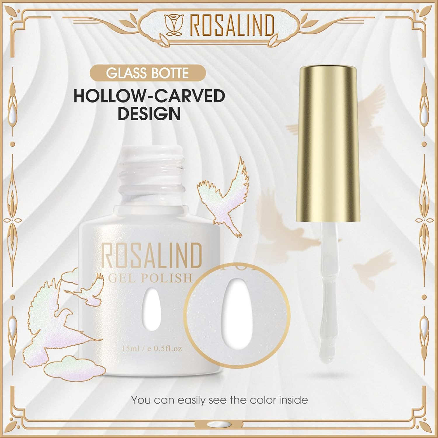 ROSALIND UV Nail Polish White Glitter Gel Nail Polish 15 Ml Shellac Nail Polish Starter Set UV LED Soak off Nail Gel Polish Gel Nail Polish Set image number 1