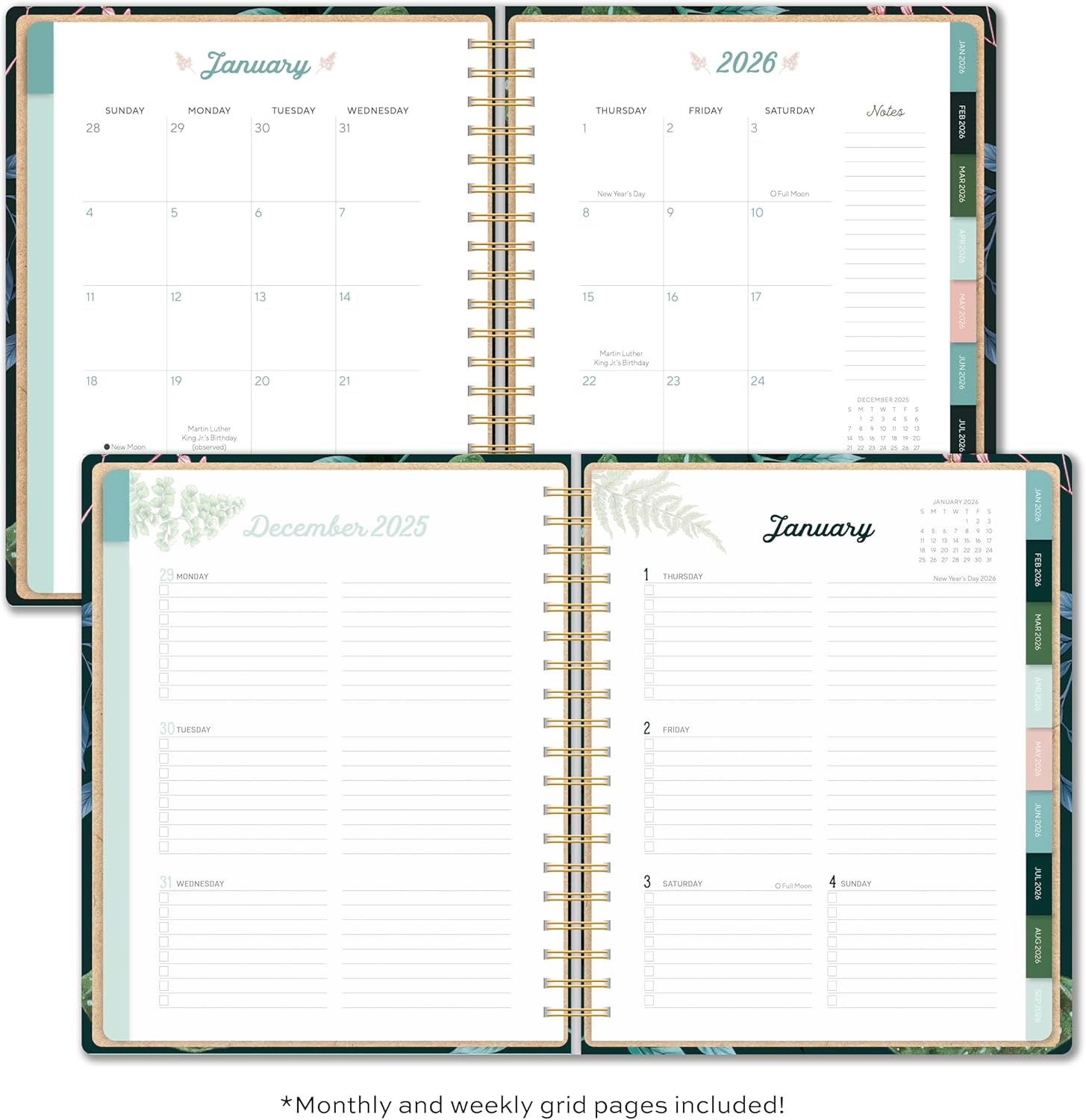 High Note 2026 Planner, 17-Month Weekly & Monthly Hardcover Planner by La Scarlatte: August 2025 to December 2026, 9" X 10" - Greenery