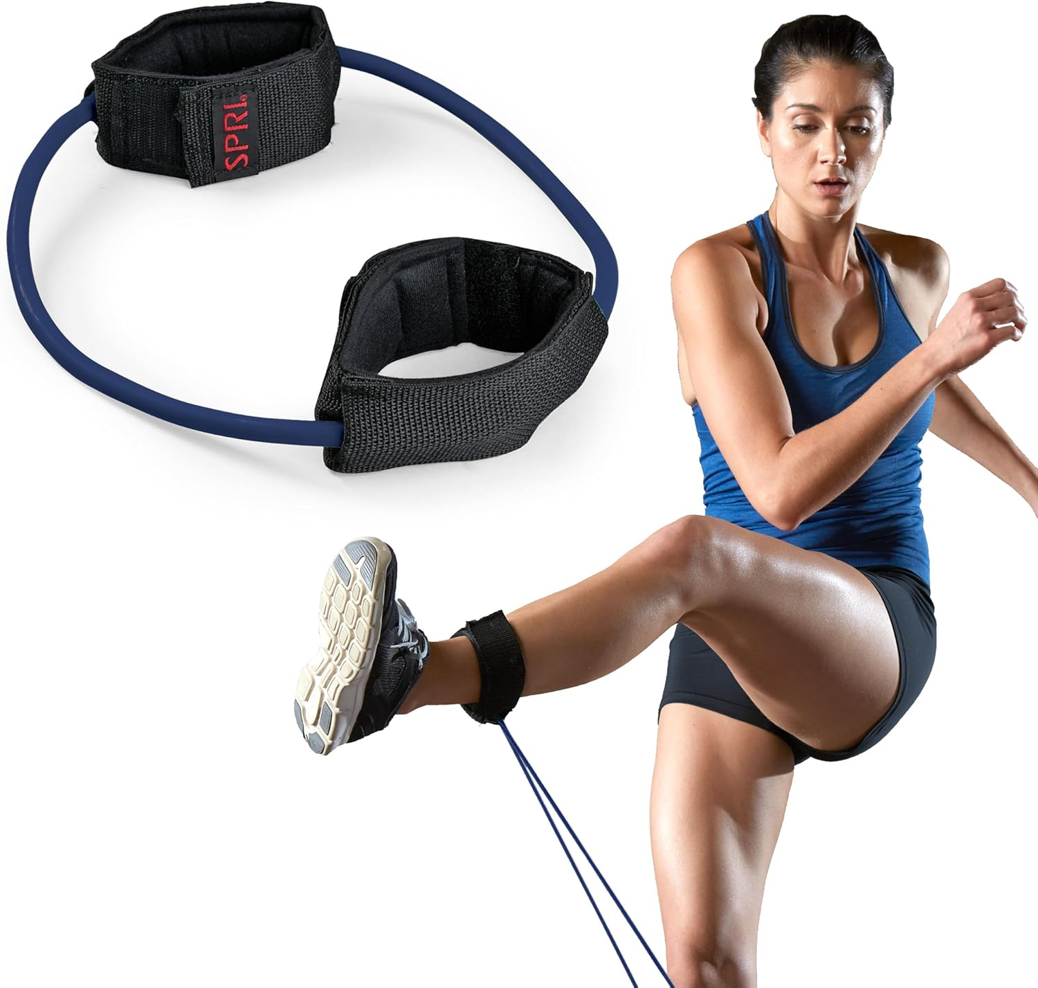 SPRI Xercuff Leg Resistance Band Exercise Cord with Non-Slip Padded Ankle Cuffs (All Bands Sold Separately) Portable for the Gym or at Home Workout Equipment image number 1