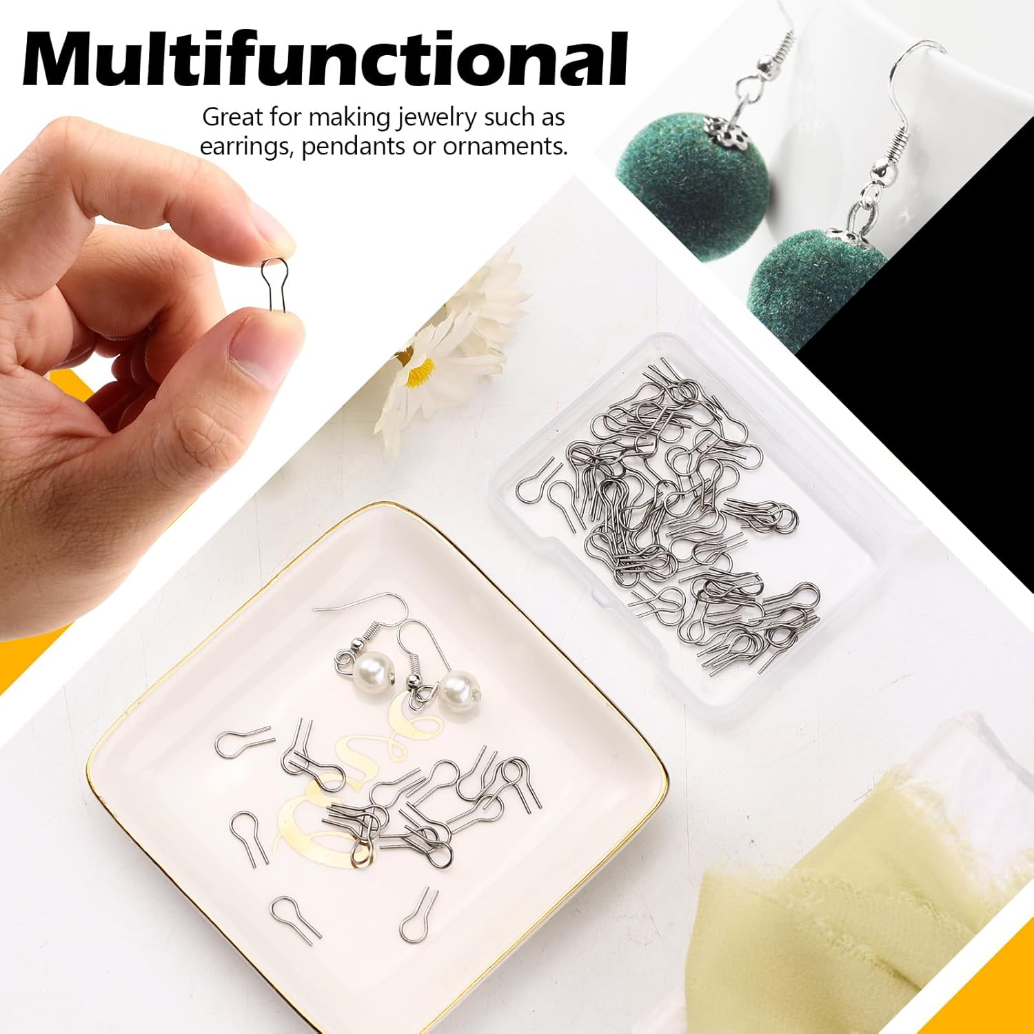 200 Pcs High Fire Wire for Ceramic R Hanging Burning Needle Jump Ring Opener Glass Fusing Supplies Stained Glass Supplies Nichrome Wire for Ceramic for DIY Pendant, Ceramic Ornaments, Fusing (Silver) image number 1