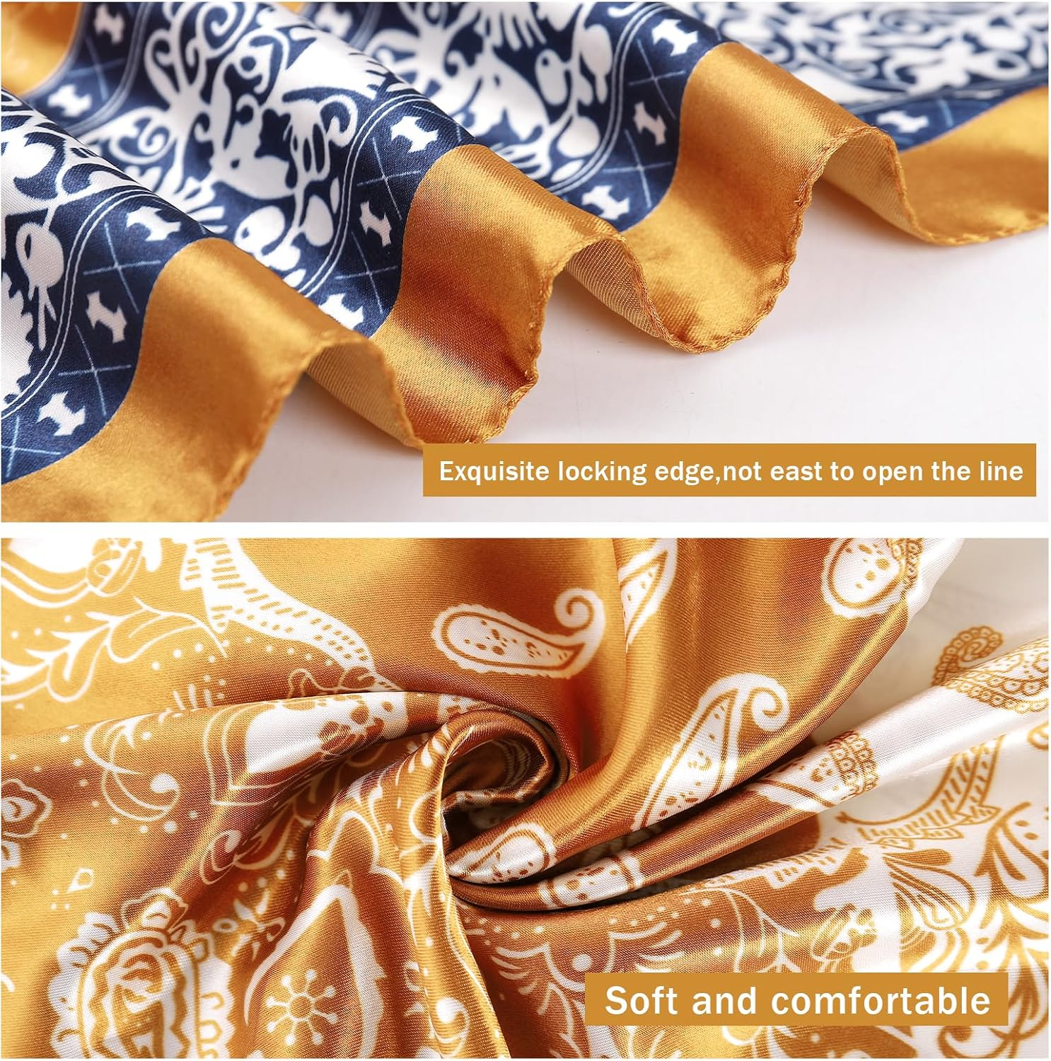 GERINLY 35 Inch Wild Rag Cowboy Scarves for Men, Large Rancher Neckerchief Silk Feel, Oversize Western Bandana