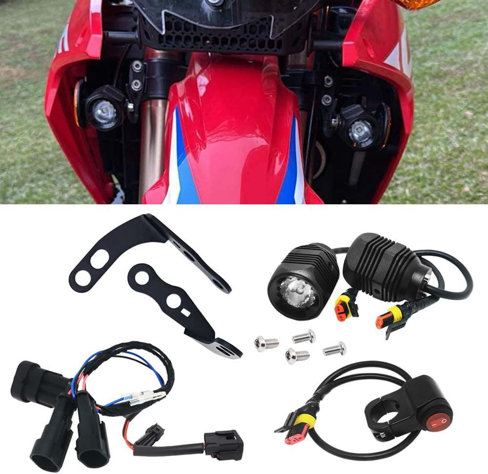 LED Auxiliary Light Kit W/Connector Compatible with Honda CRF300L Rally / CRF250L Rally (2021-Current) (Day White)