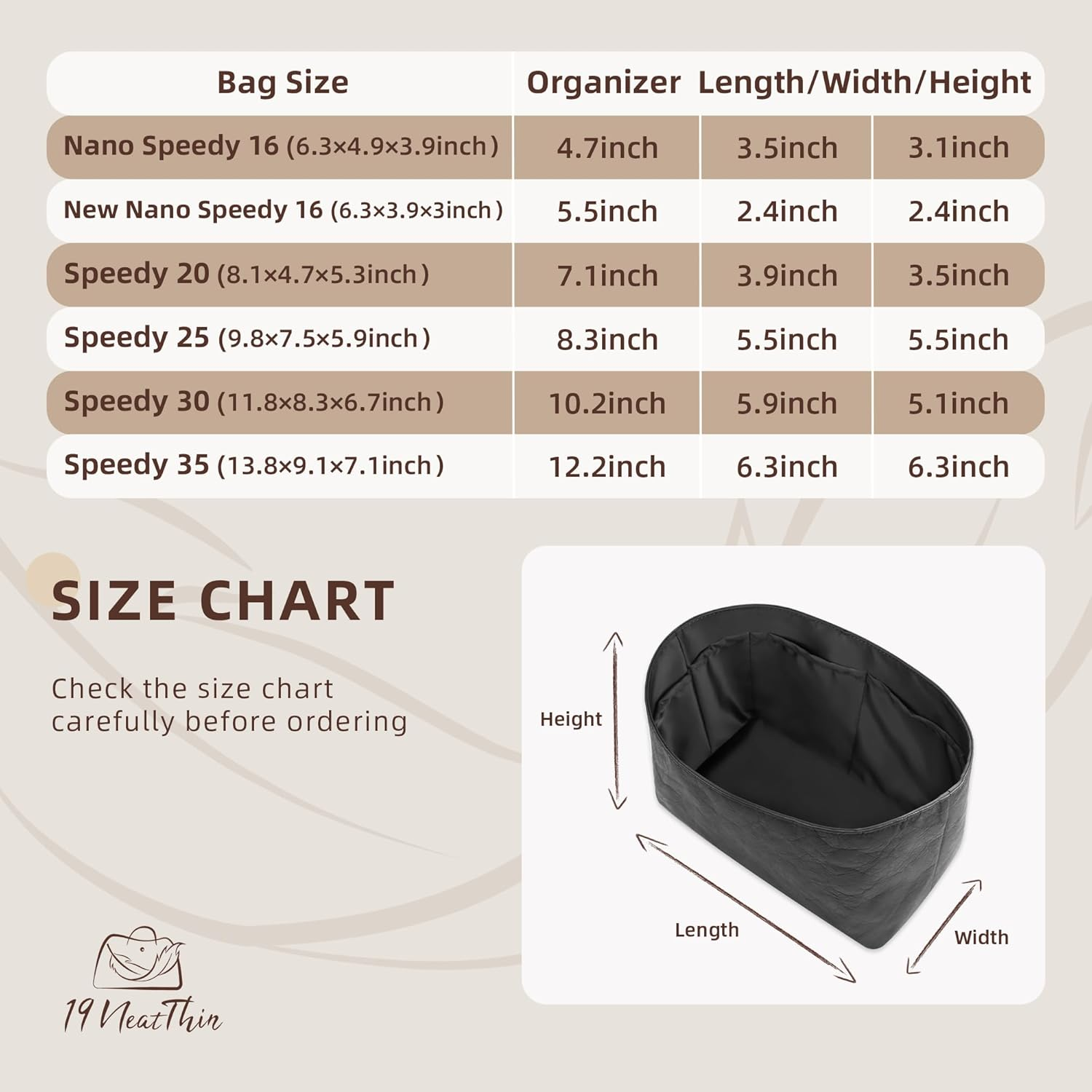 19 Neatthin Speedy 30 Purse Organizer Bag, Lightweight Portable Purse Inner Compatible with LV Speedy 30 Bag, Made of Waterproof Dupontpaper Surface and Silky Satin Lining (Speedy 30, Black) image number 6