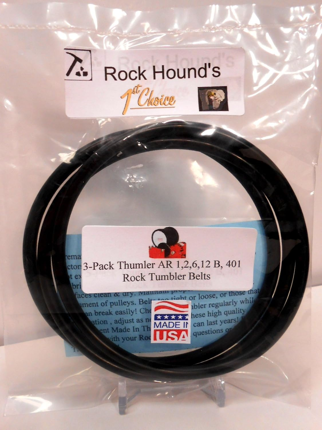 Rockhound'S First Choice Replacement Thumler Belts - 3 Pack - Black - Solid - Manual - round - 15 Year Shelf Life - Made in the USA