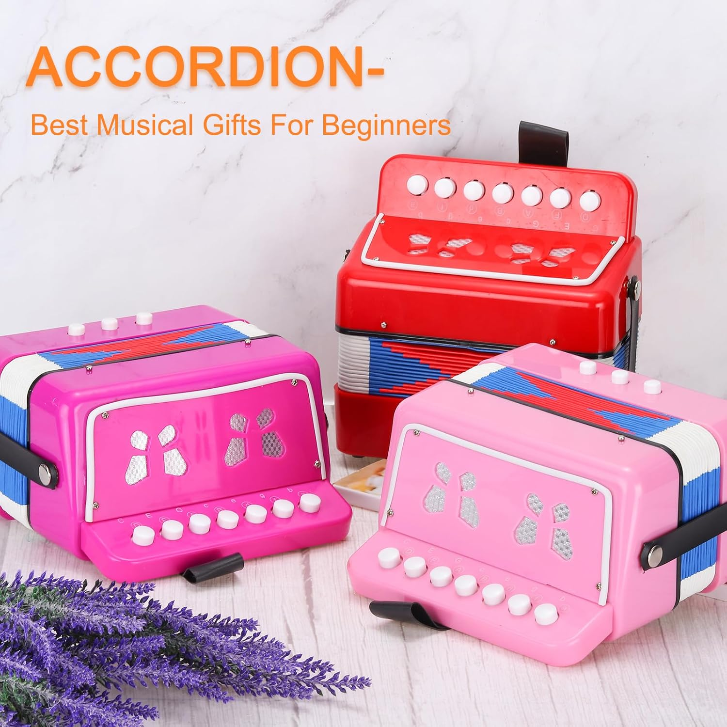 Sourcing Map Accordion 10 Keys Button Accordion Mini Musical Instrument Gifts for Adults Beginners Educational, Black image number 3