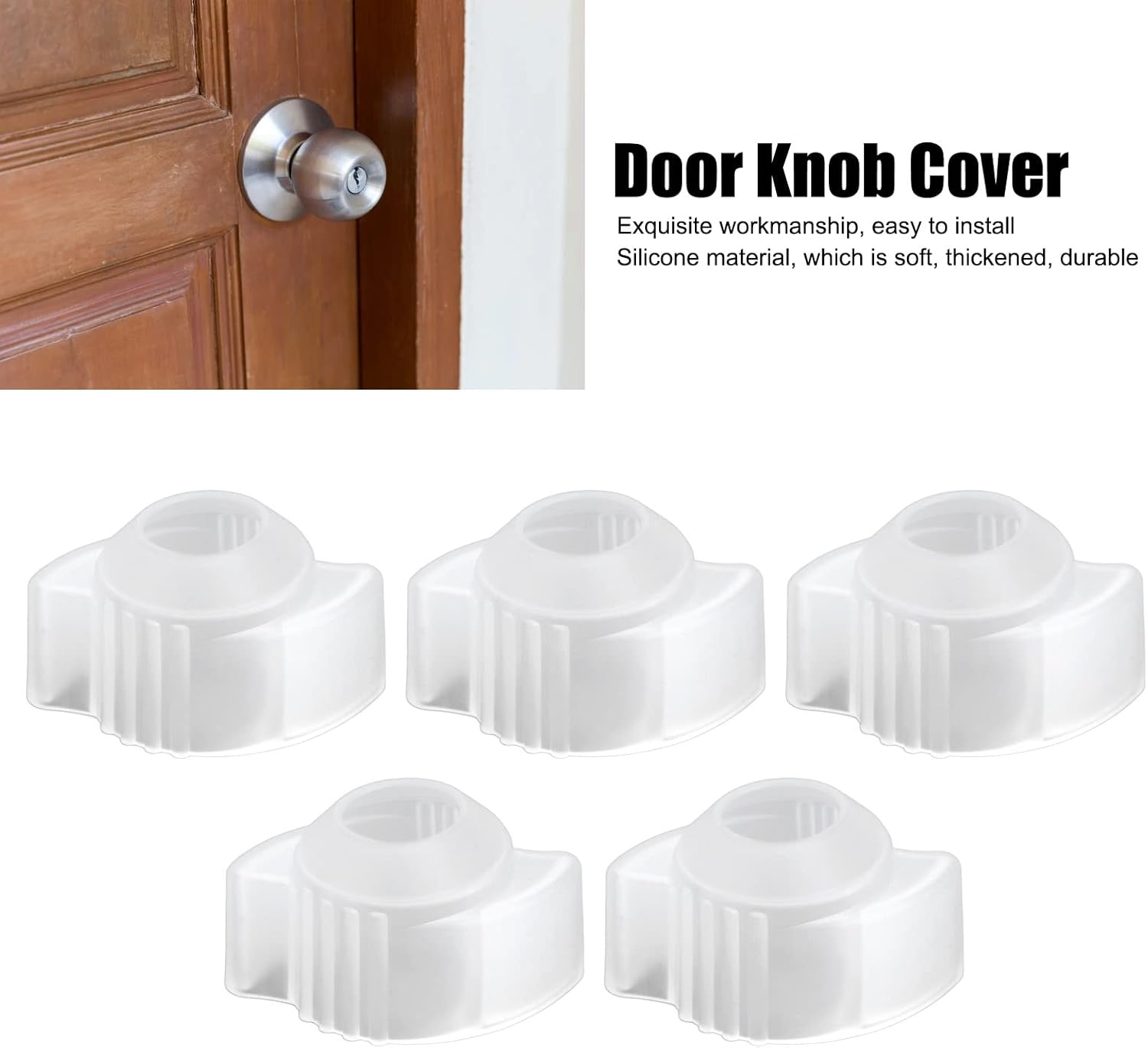 Door Knob Cover Soft Silicone Luminous Door Knob Cover for Household - 5PCS Proof Handle Lock image number 6