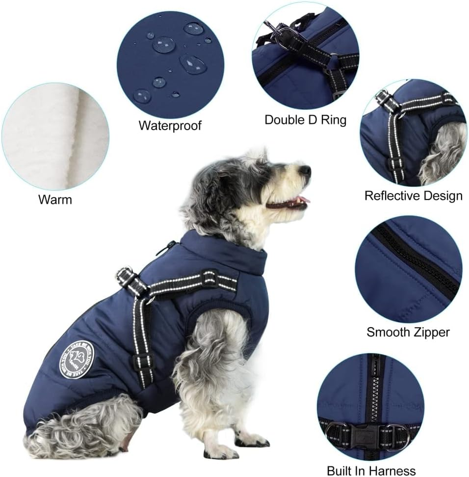 Savlot Dog Jacket Winter Vest Jackets Dog Coat Dog Jumper Pet Skiing Costume Sleeveless Cotton Padded Vest with Chest Strap Strap image number 2