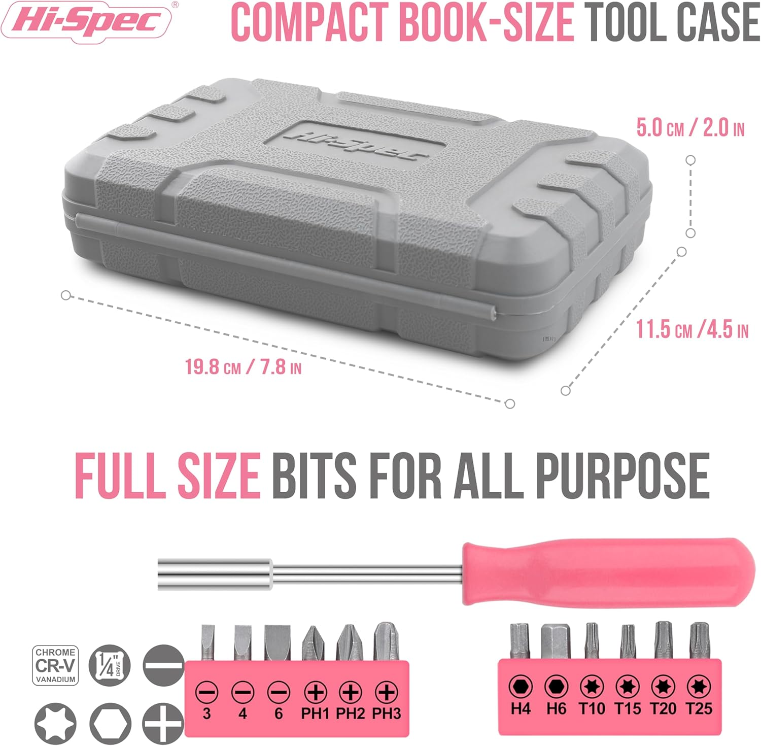 Hi-Spec 24Pc Pink Household Toolkit for Women. Small DIY Mini Toolset of Starter Basic Ladies Tools for Home & Office with Tool Box image number 1