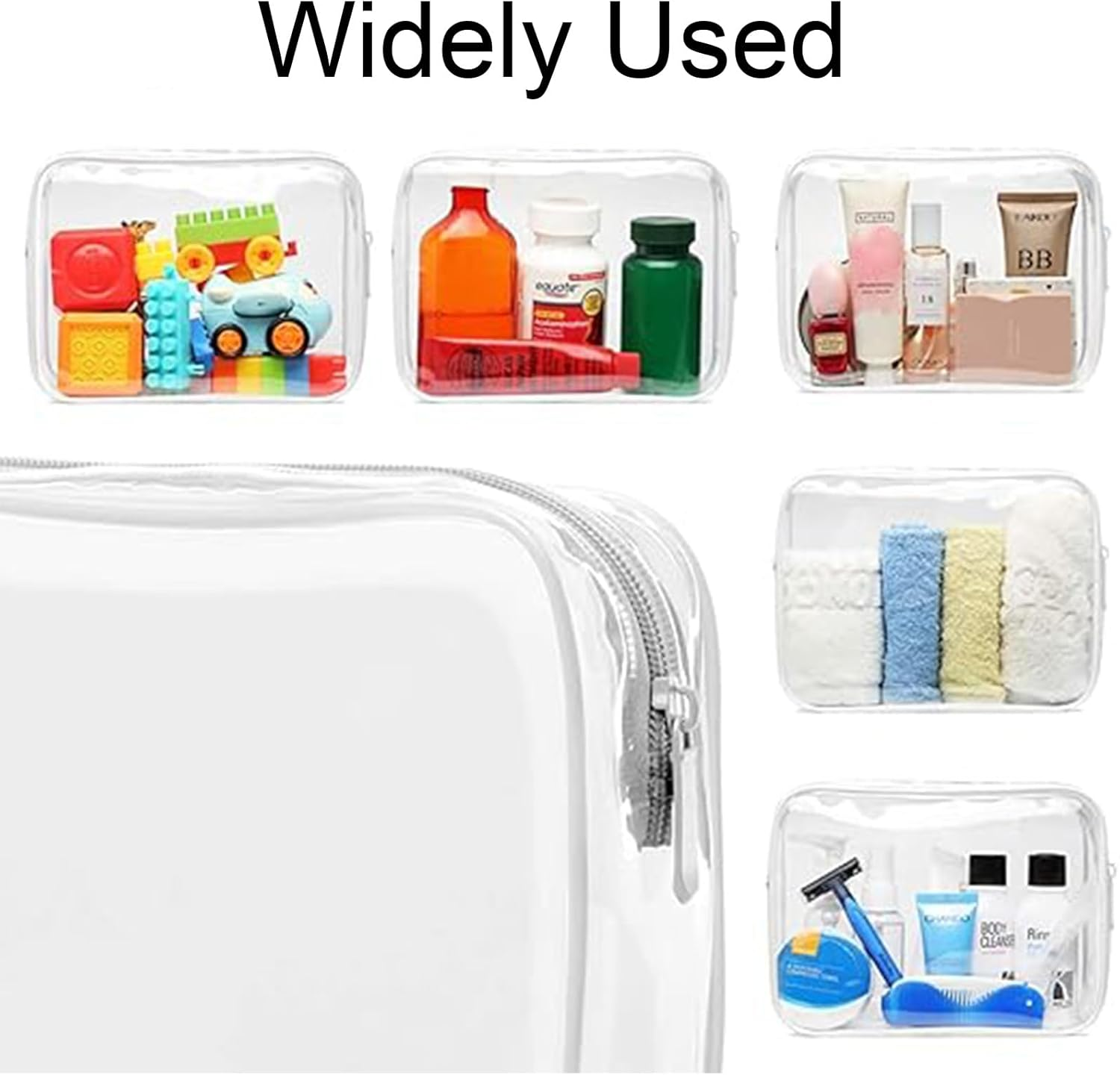 TSA Approved 3 Pack Toiletry Clear Makeup Bag, Waterproof Quart Size Travel Makeup Cosmetic Bag for Women Men,Carry on Airport Airline Compliant Bag image number 4