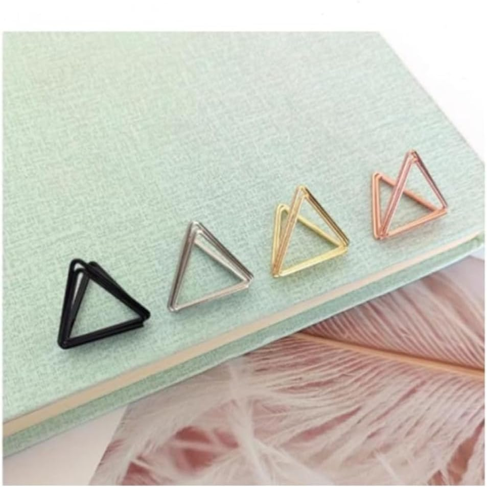 DACUAN Gold Triangle Mini Table Card Holders, 60PCS Metal Card Stand Clips for Wedding Party Office image number 6