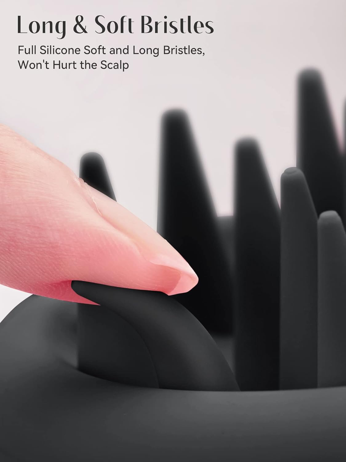 HEETA Scalp Massager Hair Growth, Scalp Scrubber with Soft Bristles, Integrated Silicone Design, Exfoliator for Dandruff Removal & Relaxation, Shampoo Brush Fit Wet Dry Hair Use, Black image number 3