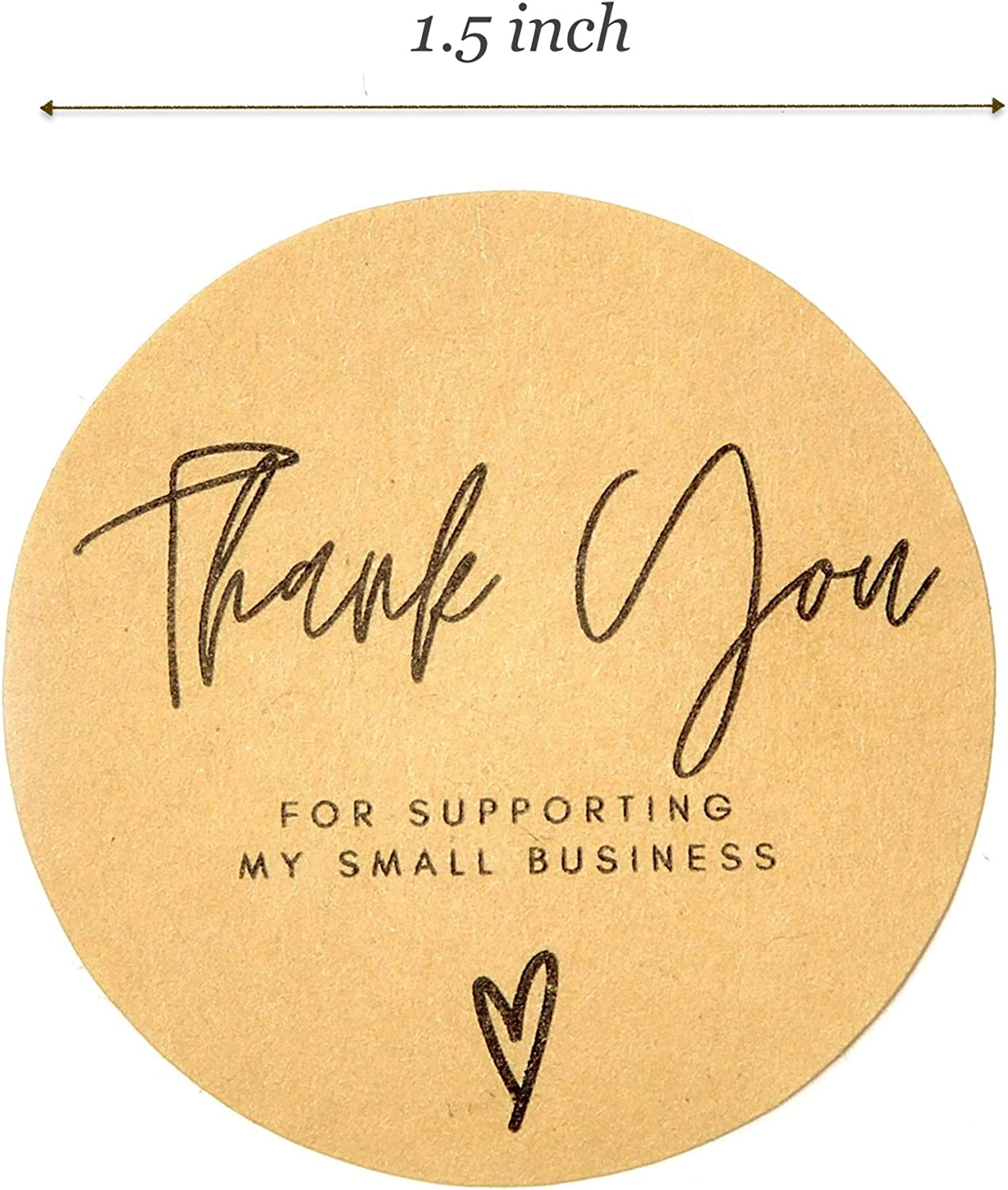 Thank You Business Stickers Roll | 1.5" Inch Roll 500 Kraft Stickers | Kraft Label Stickers Thank You for Supporting My Small Business | Small Business Owner Label Tags image number 4