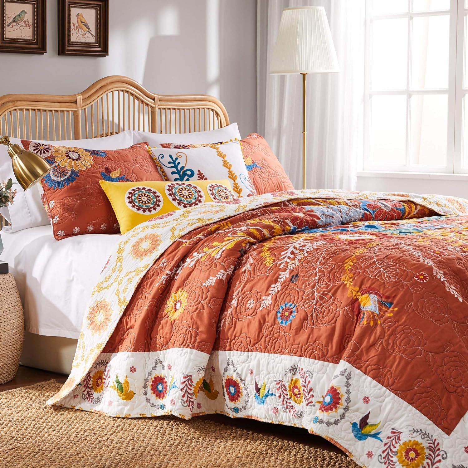 Barefoot Bungalow Topanga Quilted Bedspread Set, 3-Piece Jumbo Queen, Multi image number 6