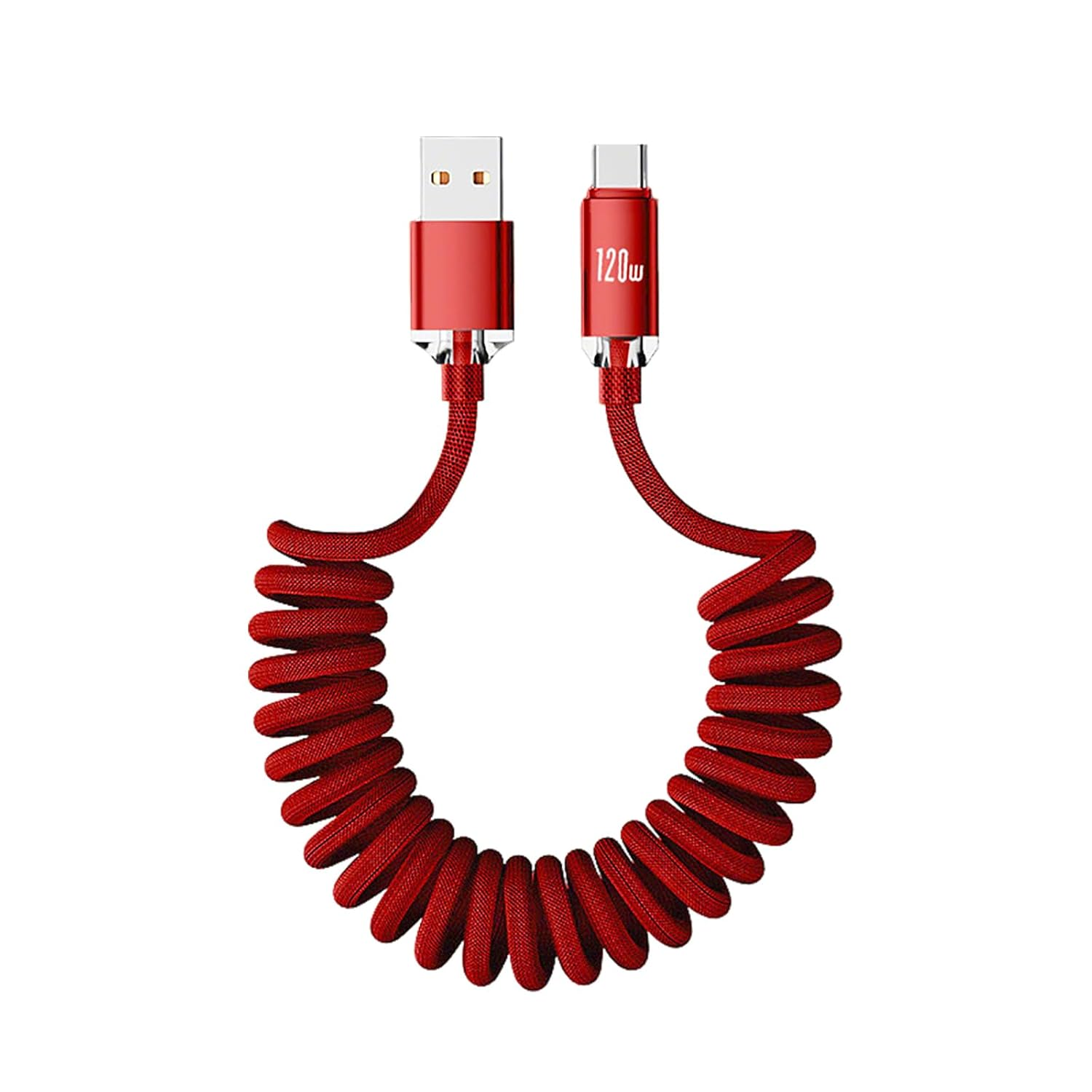 AMITOME 120W Coiled USB a to USB C Carplay Cable,2M Braided Mfi Certified Fast Charging Retractable Cord Compatible with Iphone 17 16 15 Pro/Max/Plus,Ipad,Macbook,Samsung,Google,Switch-Black