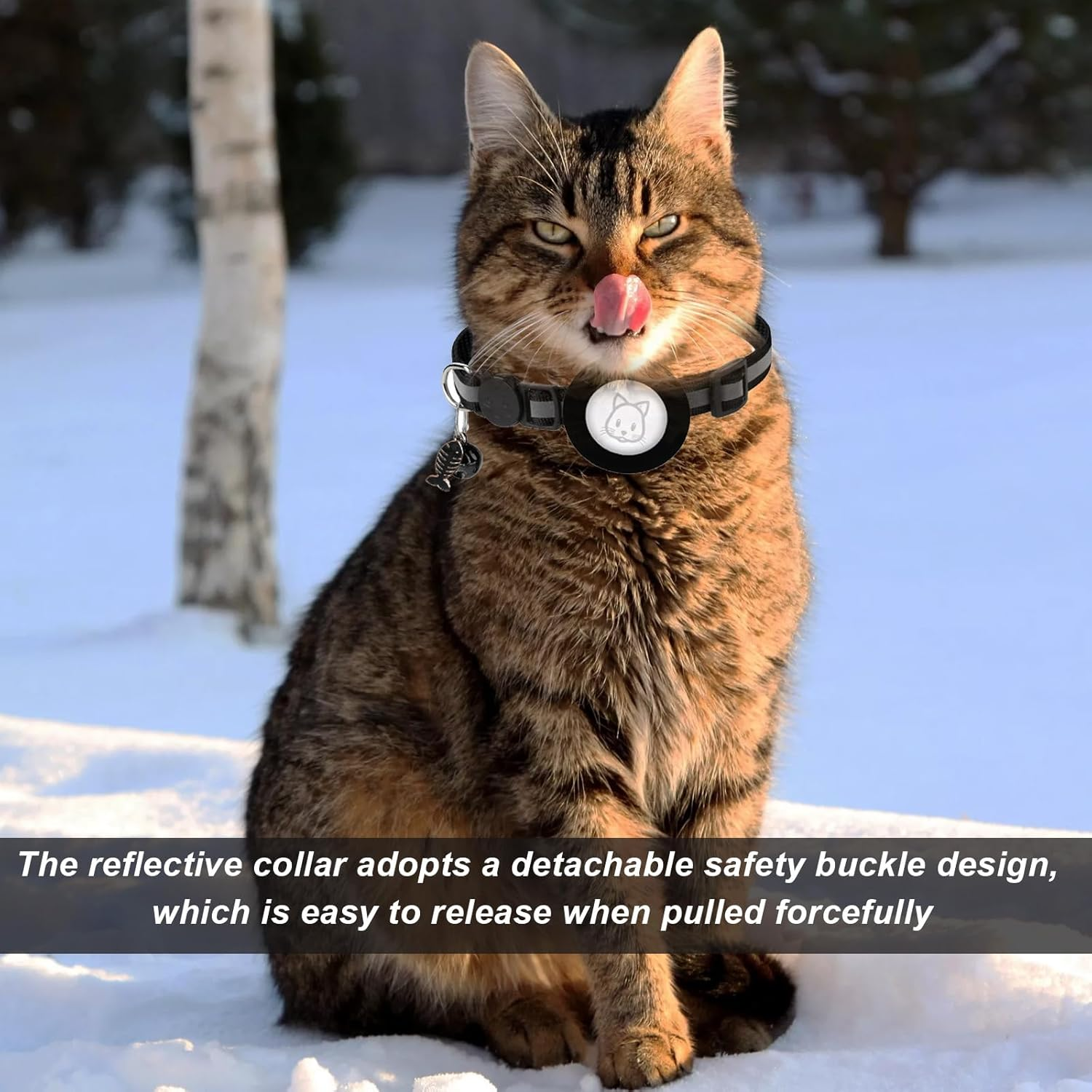 1 Pcs Cat Collar with Silicone Cat Tracker with Waterproof Airtag Cat Collar,Compatible with Apple Airtag,For Cats,Dogs,Kittens and Puppies (Black) image number 2