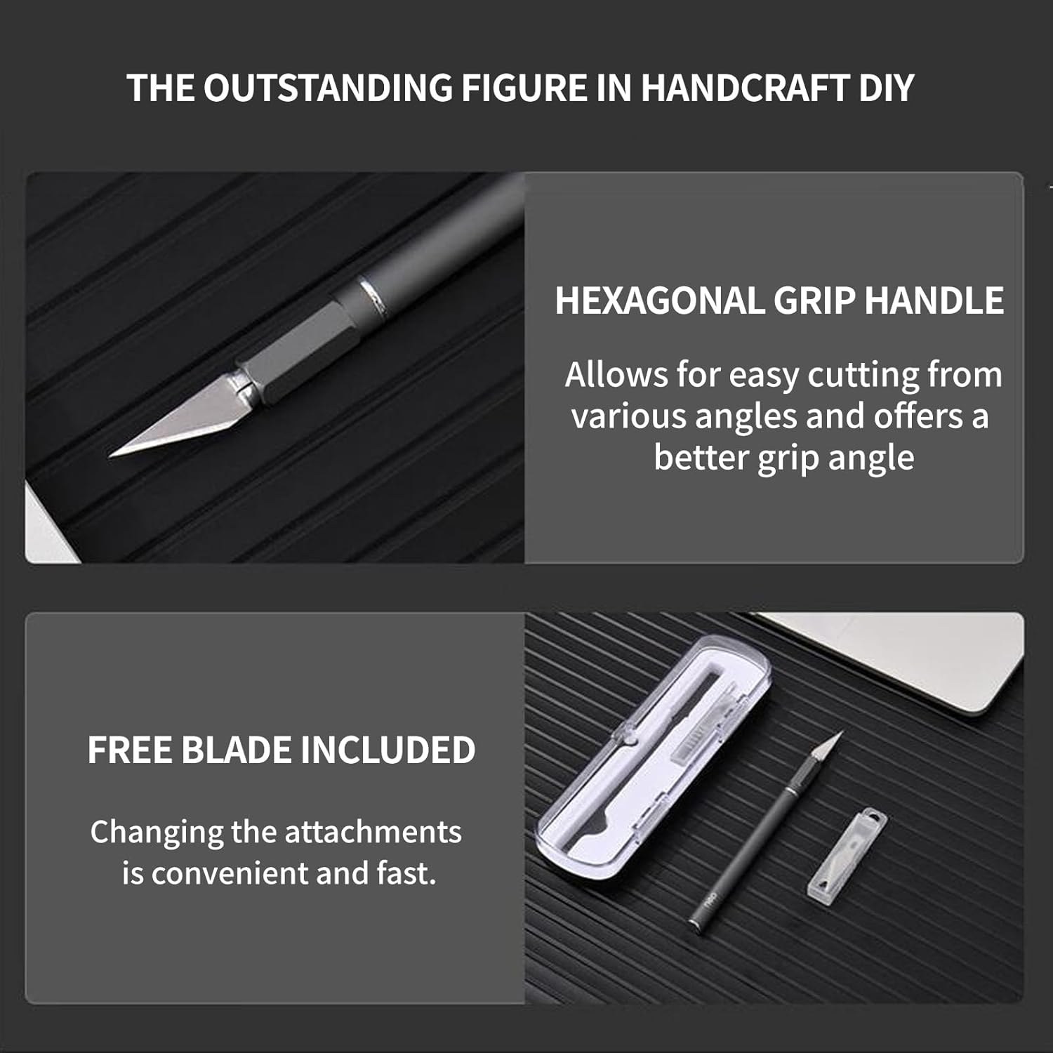 12 Pcs Exacto Knife Set with Case,For Crafting, Art, Hobby Knife for Fondant, Craft Knife Exacto, Precision Knife for Crafts, Leather, Art Knife Se.Precision Knife with #11 Blades (Gray) image number 2