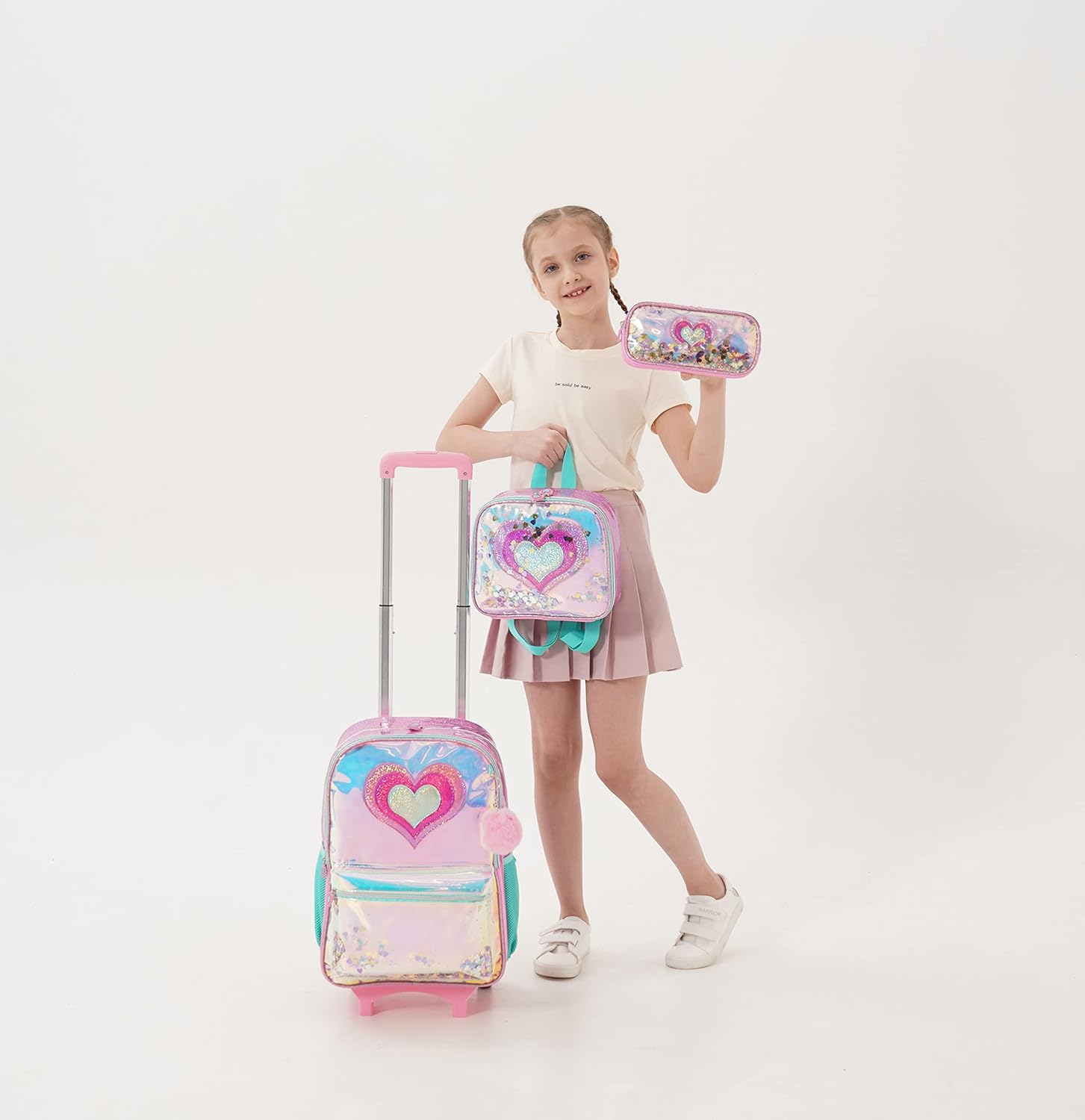 Meetbelify Rolling Backpacks for Girls School Bags with Wheels Pencil Case Lunch Bag image number 4