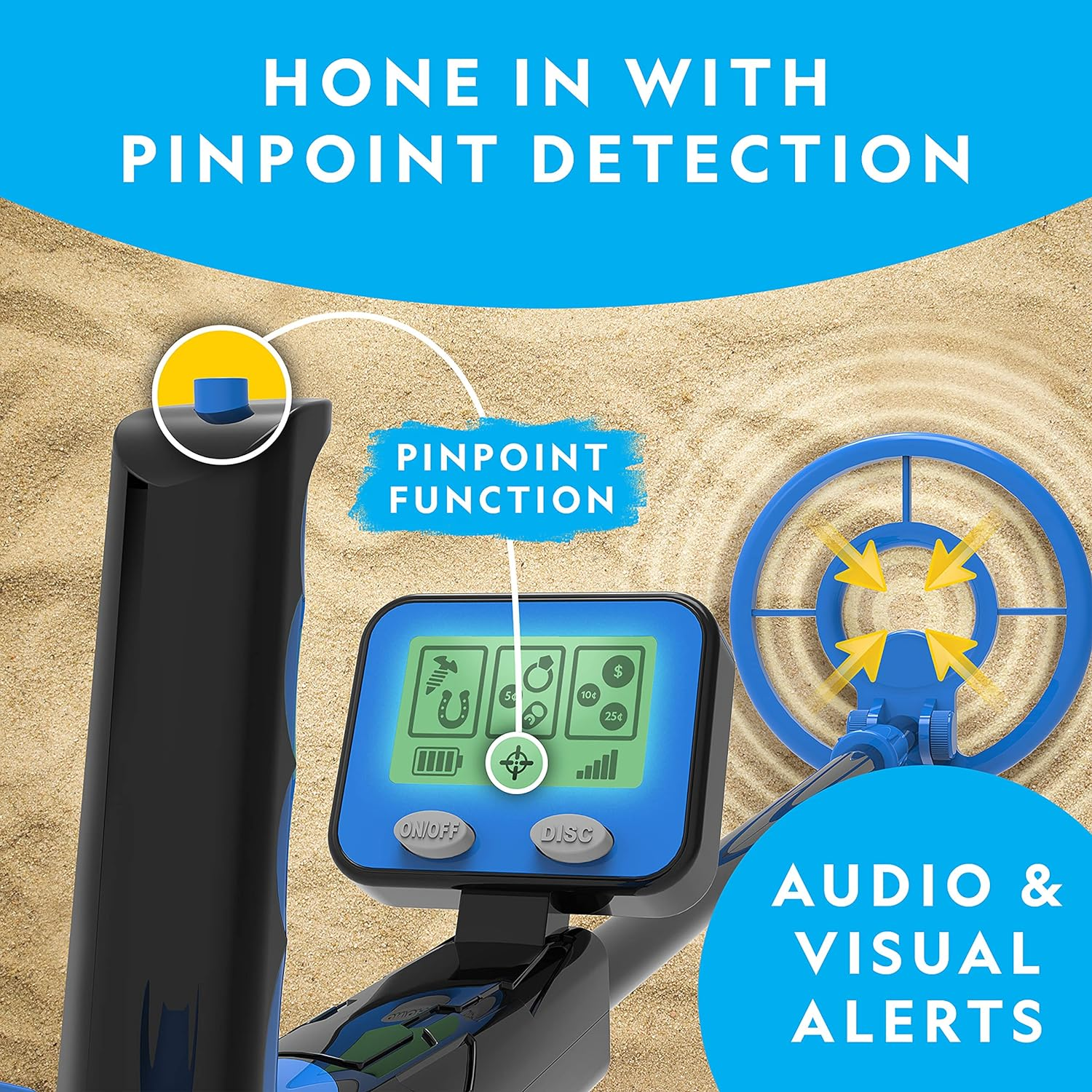 National Geographic Metal Detector for Kids - 7.4" Waterproof Metal Detector Coil, Lightweight Gold Detector with Pinpoint Function & LCD Display, Beach Metal Detector (Amazon Exclusive) image number 2