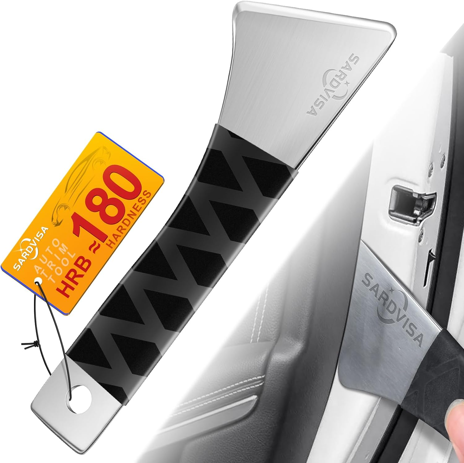 SARDVISA Auto Trim Removal Tool, Pro Heavy Weight Stainless Steel Metal Pry Board, Car Interior Easy Removal Pry Tool for Door Panel, Window, Fastener, Audio Dashboard, Clips, Baseboard image number 5