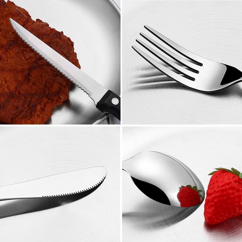 Issdem Metal Camping Utensil Set, Camping Silverware Set for 2, Reusable Travel Cutlery with Case Include Knife Fork Spoon Dish and Beer Cap Opener image number 2