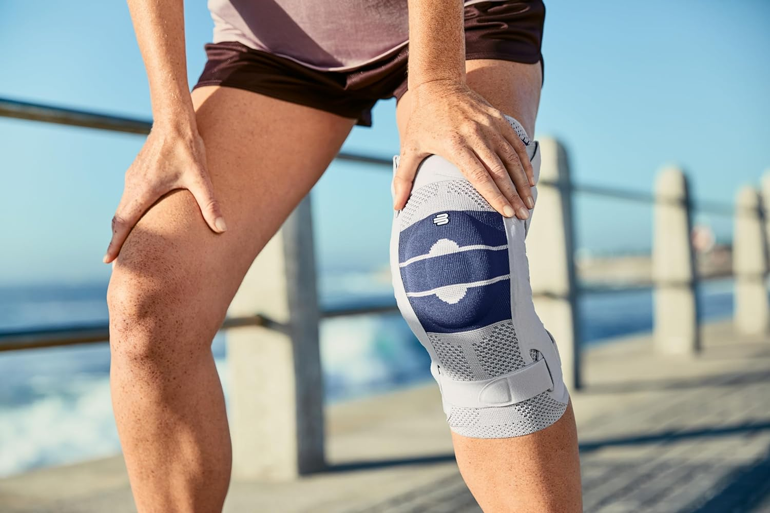 Bauerfeind - Genutrain S - Knee Support - Extra Stability to Keep the Knee in Proper Position - Left Knee - Size 5 - Color Titanium image number 1