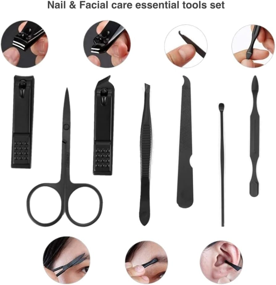 Ark&eacute; Manicure Set Nail Clippers Professional Fingernail & Toenail Grooming Kit Tweezers Eyebrow Scissors for Mens and Women Travel Size 7Pcs Nail Care Tools with Black Case image number 6
