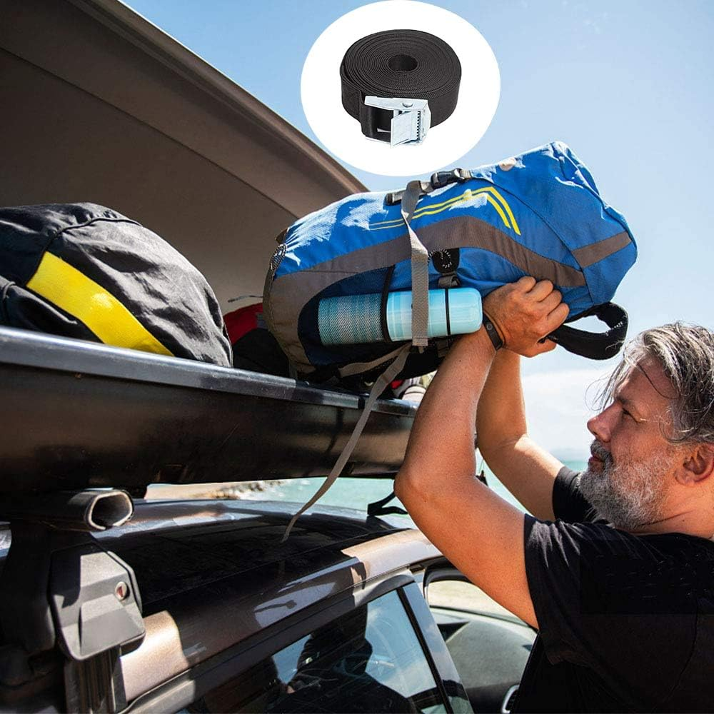 6Pcs Tie-Down Straps, Heavy Duty Lashing Straps 2M Tension Belts Ratchet Straps Luggage Straps Capacity 250KG with Metal Buckle for Motorcycles,Trucks,Cargo,Bicycles image number 4