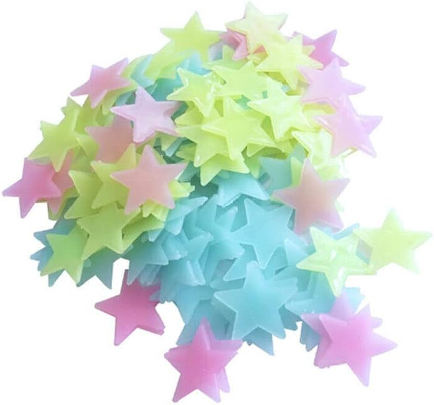 100 Pieces Glow in the Dark Stars Wall Stickers Luminous Stars Decal Kids Room - Ideal for Ceiling & Wall Decor in Multiple Colors
