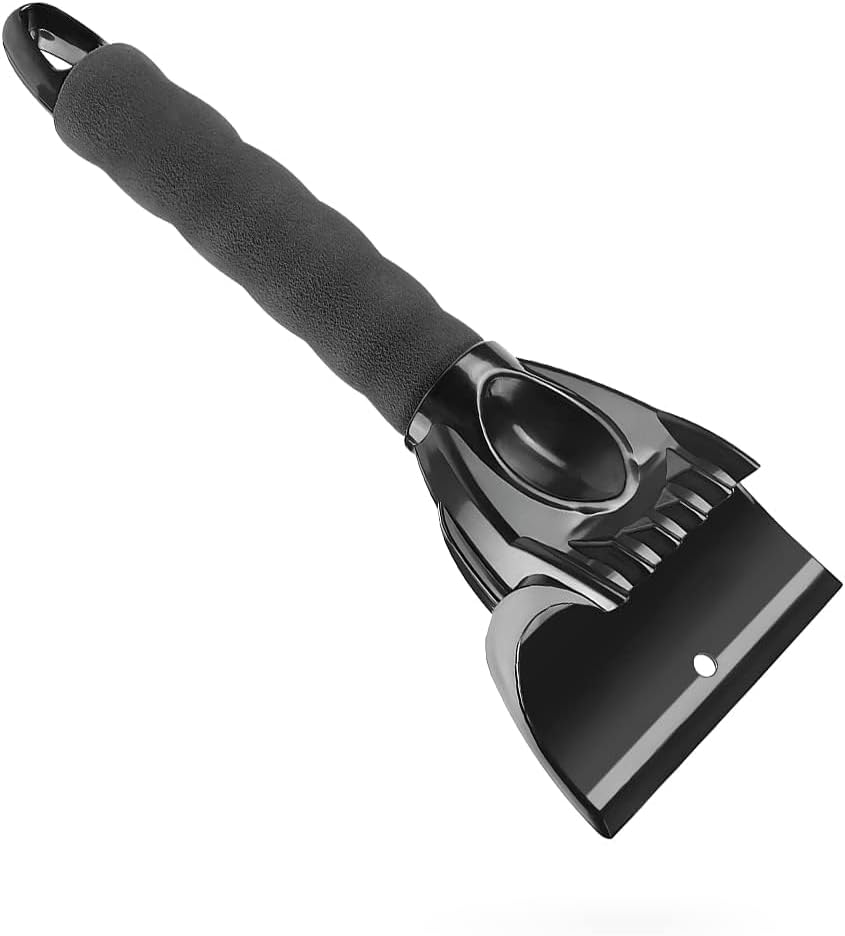 Ice Scraper for Car Windshield, Snow and Frost Removal for Auto Window, No Scratch Winter Cleaning Tool, ABS Body with Foam Handle, Car Exterior Accessories Universal for Car, Truck, SUV (Black)