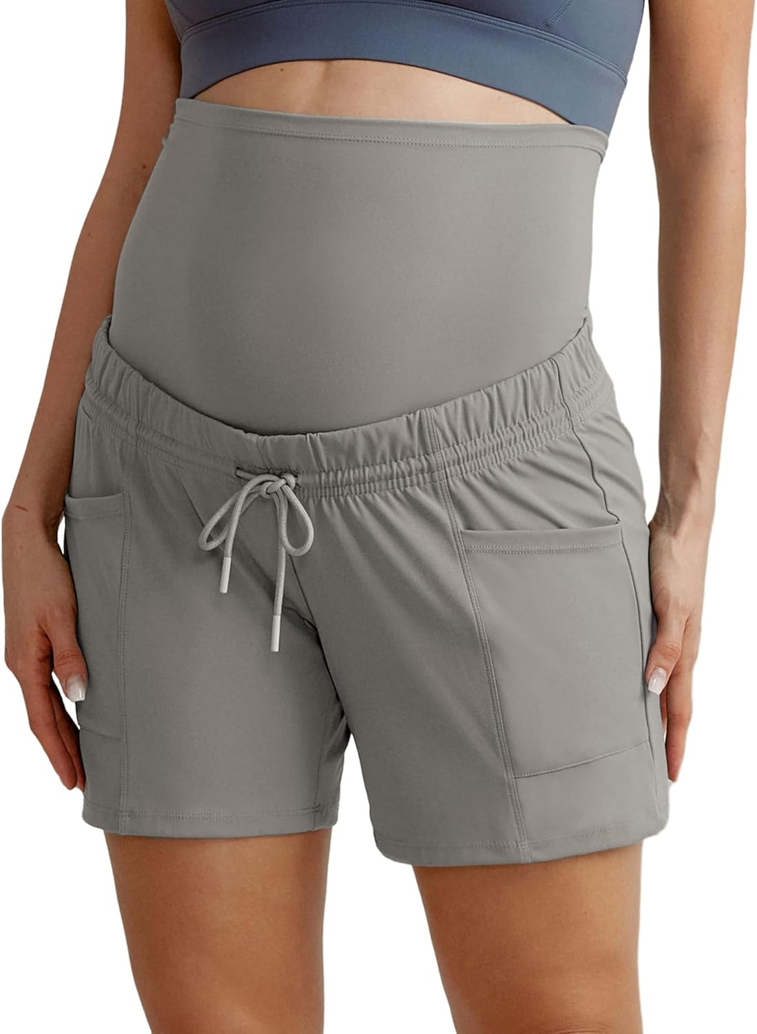 Maacie Pocket Maternity Shorts with Drawstring for Training image number 4