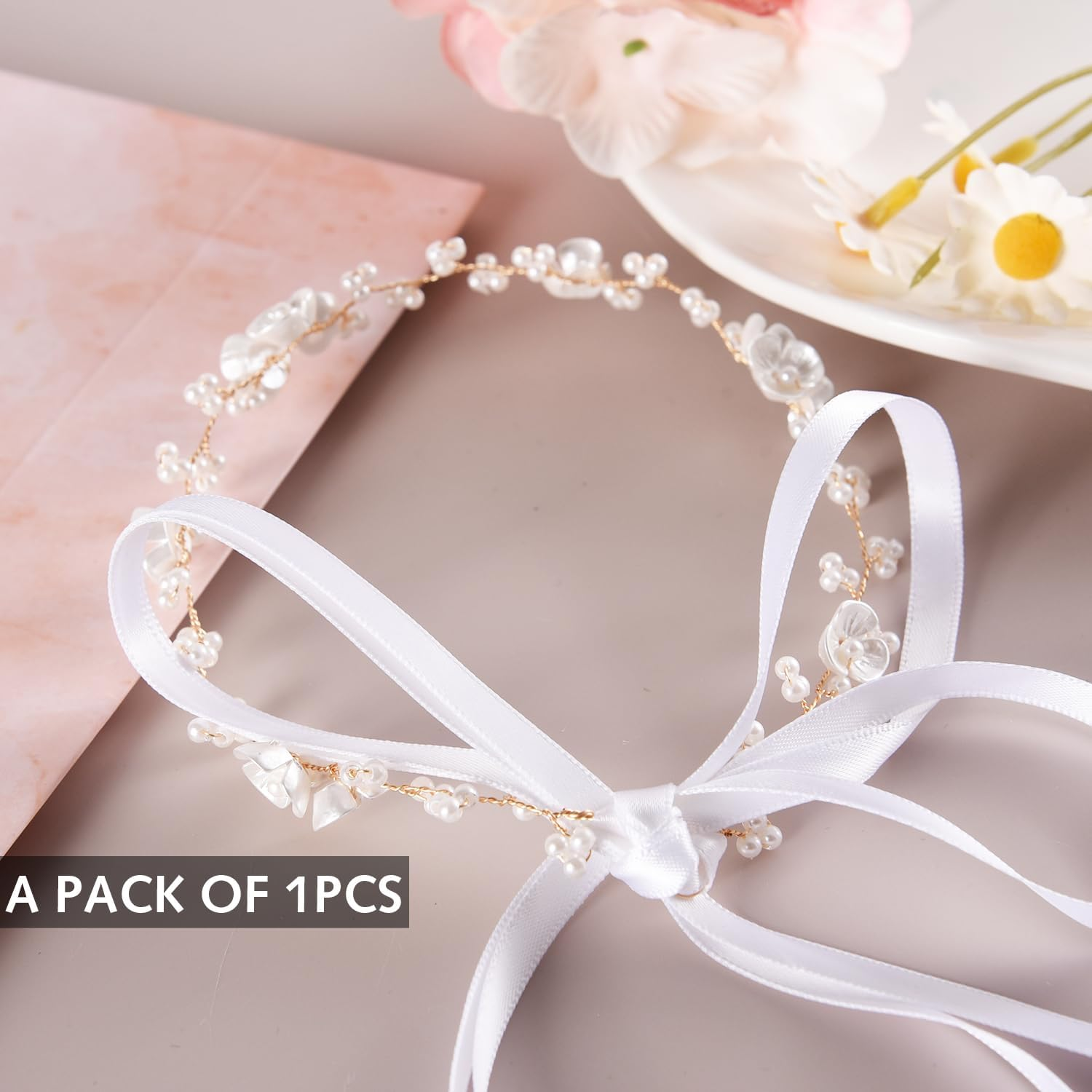 Ezranova Pack of 2 Flower Wreath Hair Children, Flower Hair Accessories Girls, Wedding Flowers Hair Wreath, Headband Girls for Wedding, Birthday, Party image number 1