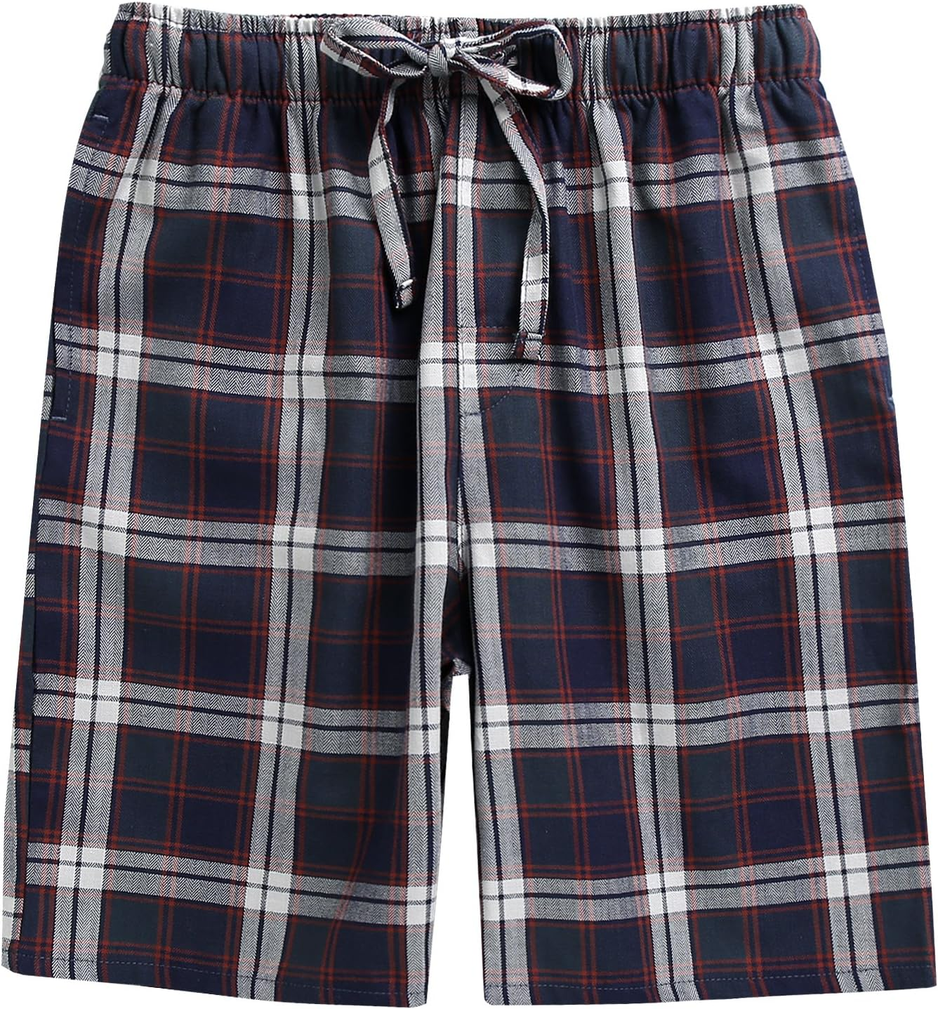 Kids Boys Woven Plaid Check Cotton Soft Lightweight Long Shorts Drawstring Pants with Pocket image number 7
