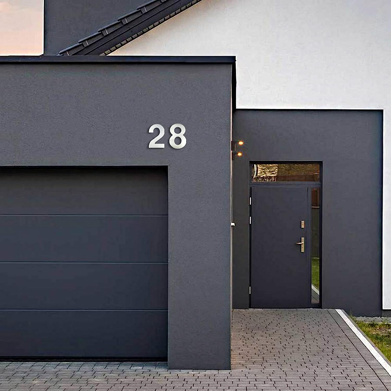 HASWARE 304 Stainless Steel Modern House Number Powder Coating Stylish Door Alphabet Plaque Street Home Decor (6, 6 Inch Silver)