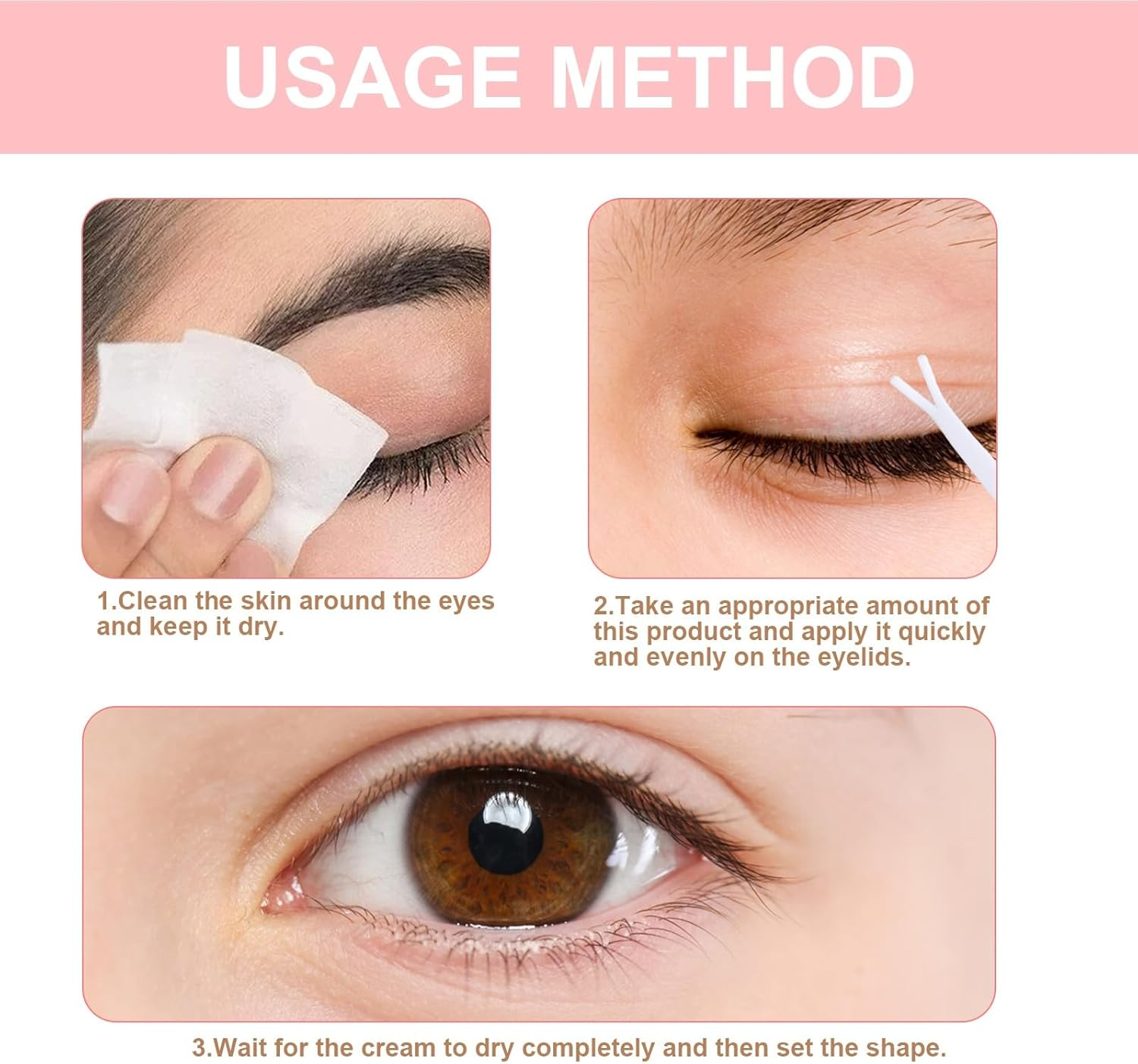 Long Lasting Waterproof Invisible Double-Eyelid Shaping Styling Cream with Y Stick, Upper-Eyelid Firming Cream for Droopy Eyelids/Hooded, Fast-Drying Eyelids Enhancer (2) - 2 image number 6