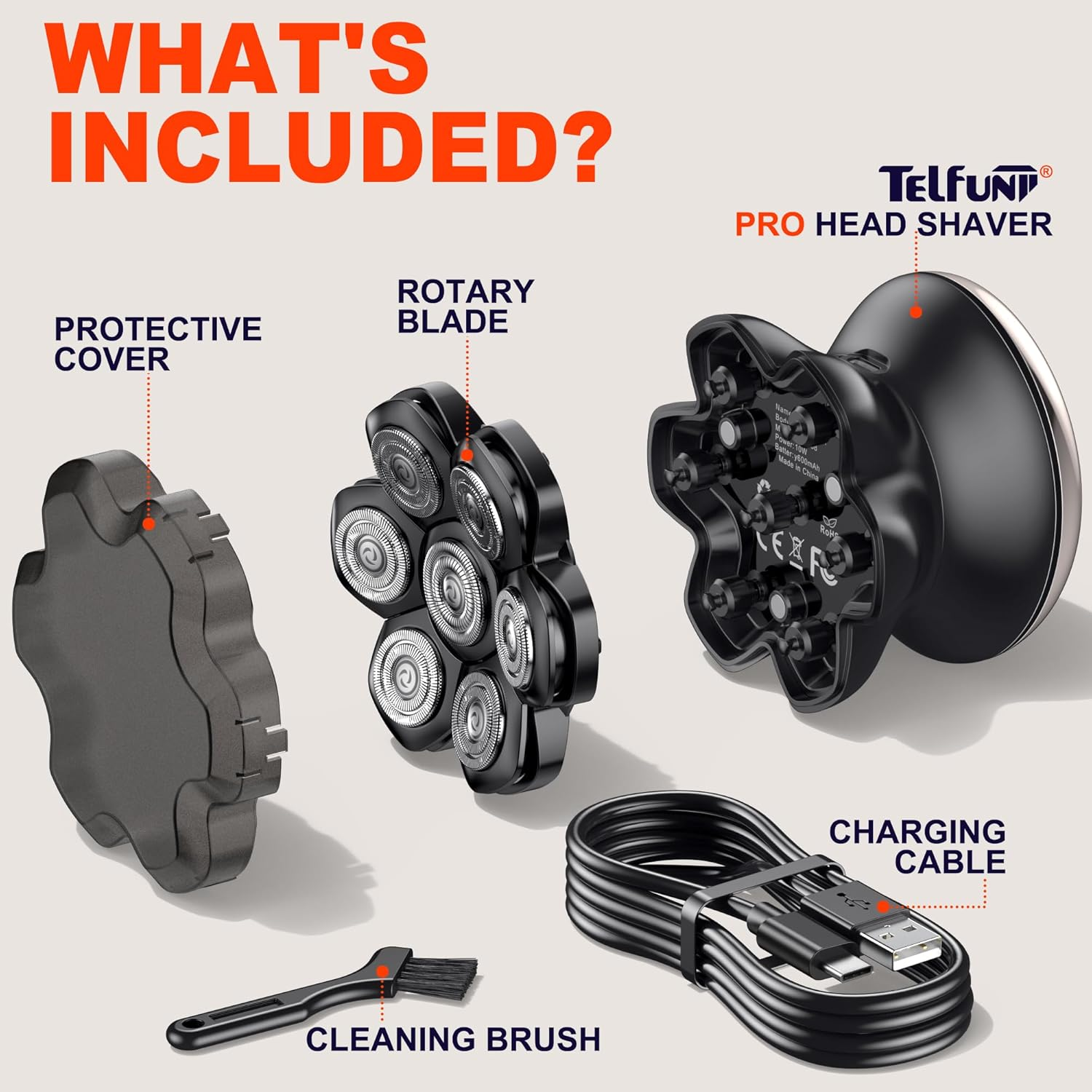 7D Head Shavers for Bald Men, Electric Shaver Grooming Kit with LED Display, Wet/Dry Waterproof Rotary Razor, Rechargeable Type-C Fast Charging, Ideal for Home & Travel image number 1