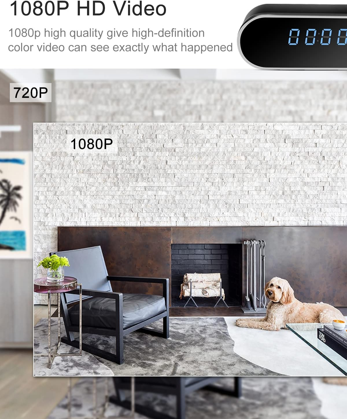 KAGMY Wifi Indoor Hidden Camera for Home Security,1080P Clock Camera with Night Vision/Motion Detection/Loop Recording, Wireless Surveillance Spy Cameras Clock image number 6