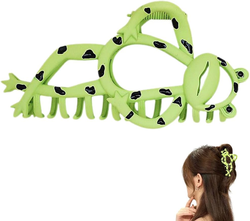 Frog Claw Hair Clip - Large Green Alloy Hairpin Accessory for Women, Fun Cartoon Non-Slip Claw for Thick Hair, Multi-Functional Jaw Clips for Weddings and Everyday Use image number 3
