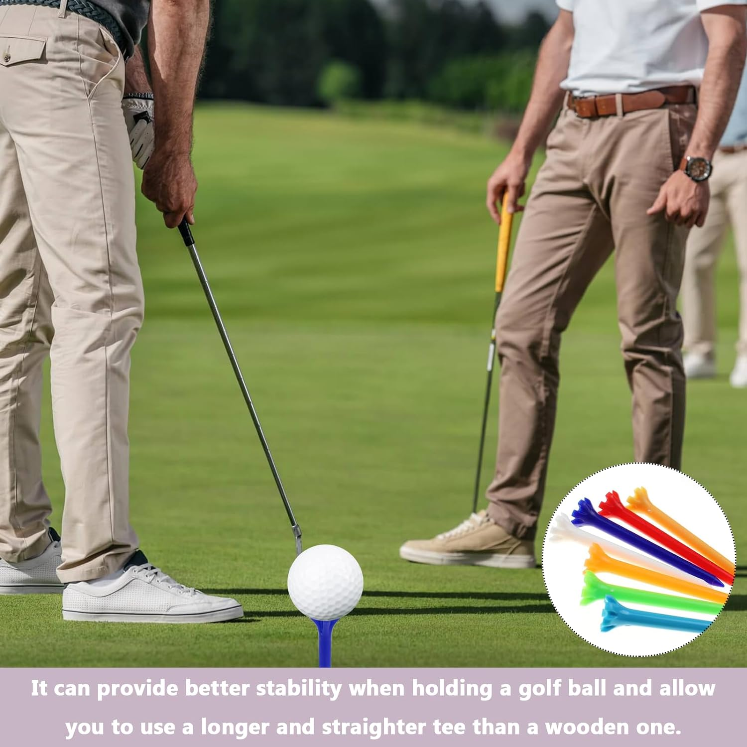 100 Pcs Golf Tees Plastic, 2 3/4 Inch High Performance Golf Tees Colorful Plastic Golf Tees with Claw image number 2