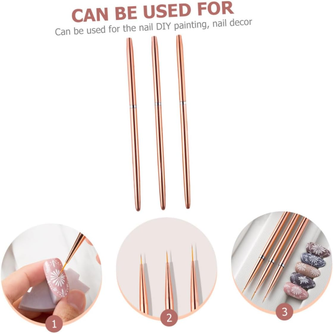 IWOWHERO Nail Art Line Pen Set of 3 Professional Nail Tools for Home and Salon Use