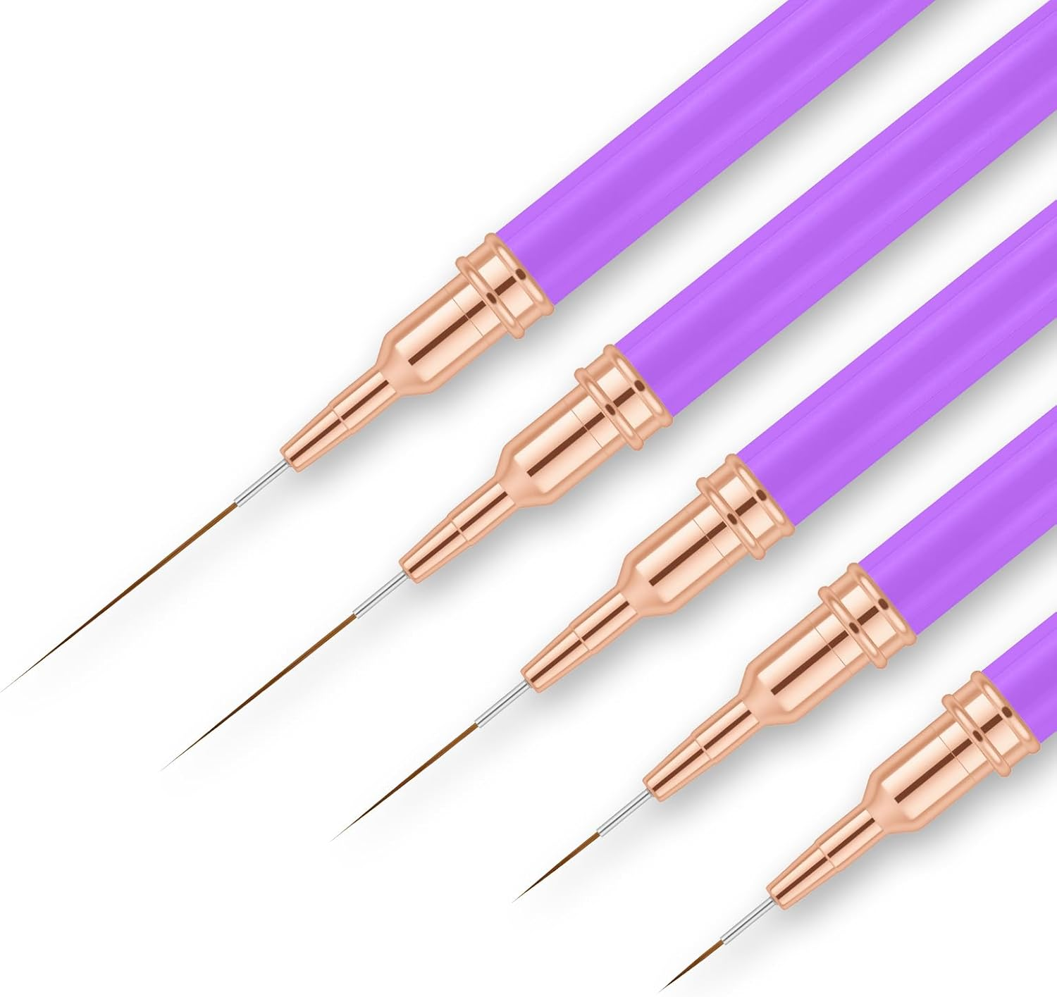 AYBUY Nail Brush Set, 5 Pieces Fineliner Brushes for Nails, Nail Art Brush, Nail Design Nail Art Brush Set for Long Lines, Thin Details, Fine Drawing Sizes 7/9/11/15/25 Mm (Purple) image number 5