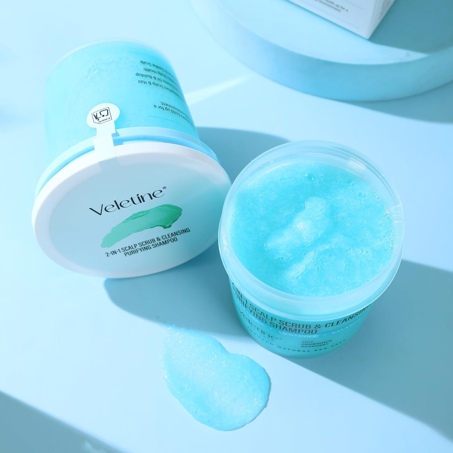 Veletine Scalp Treatments,Cleasing Scalp Cream,Purifying Scalp Scrub,2-In-1 Scalp Scrub & Cleansing Shampoo,With Scalp Massage Brush（260G） image number 6