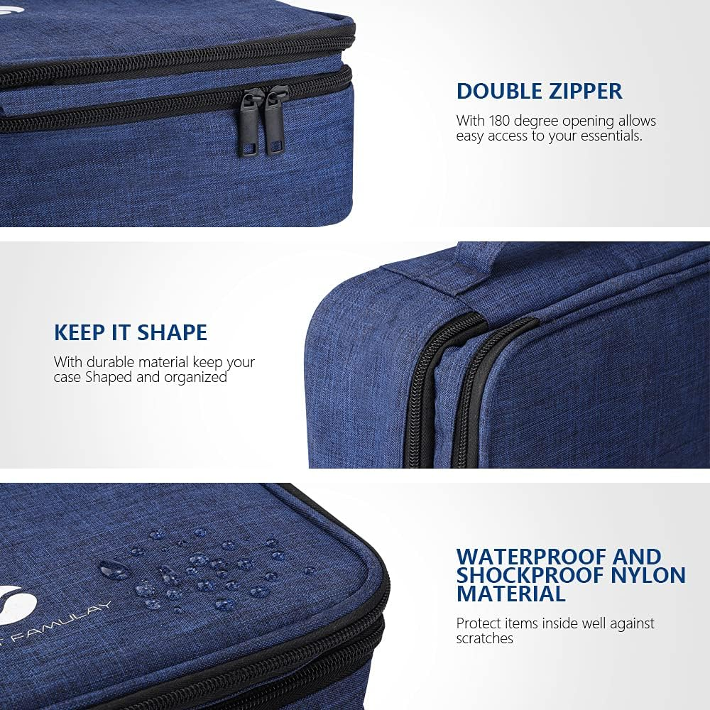 ORIENT FAMULAY Travel Electronics Organizer, Waterproof Cable Organizer Bag for Electronic Accessories Double Layer Large Shockproof Cable Storage Bag for Cord, Power Bank, Tablet(Up to Ipad 11 Inch)